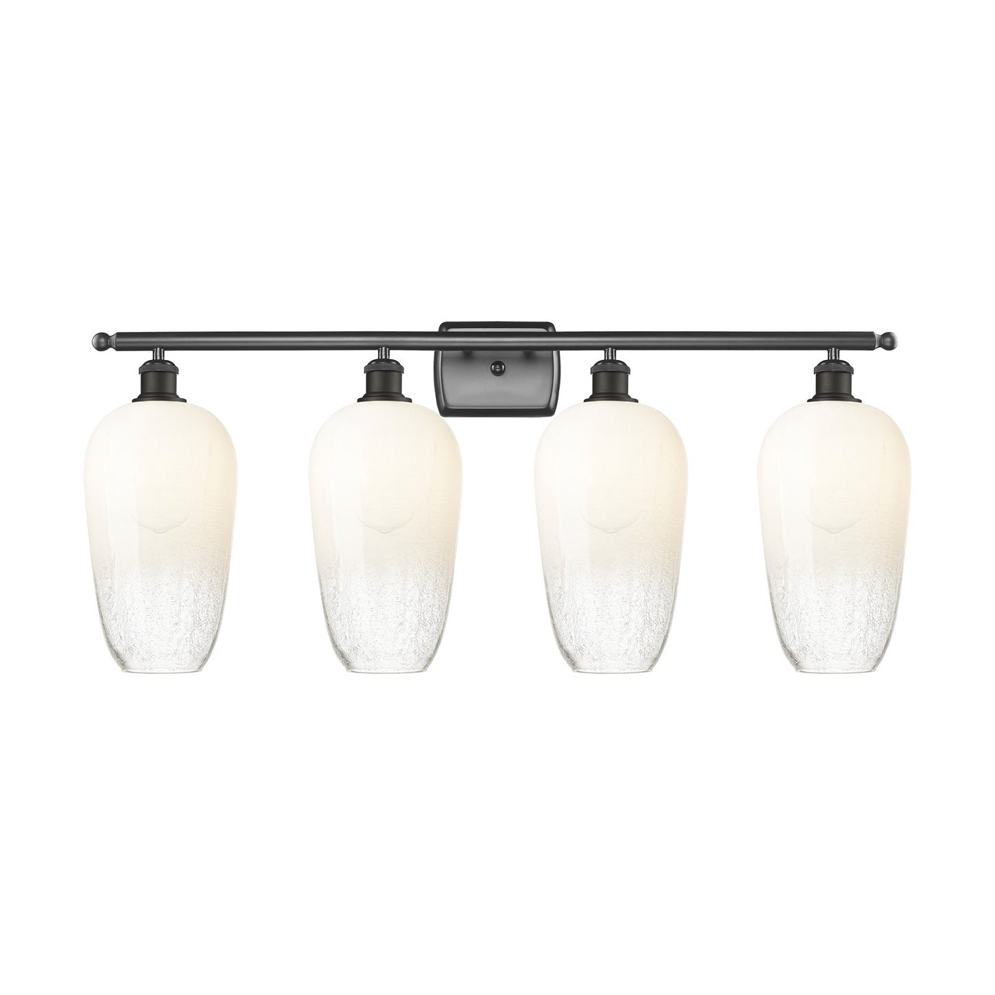 Innovations Brookhaven Flute 37in 4-Light Bath Vanity Light | Industrial Oil Rubbed Bronze Steel and Opal Glass | Bathroom | Model 516-4W-OB-G484-7OP