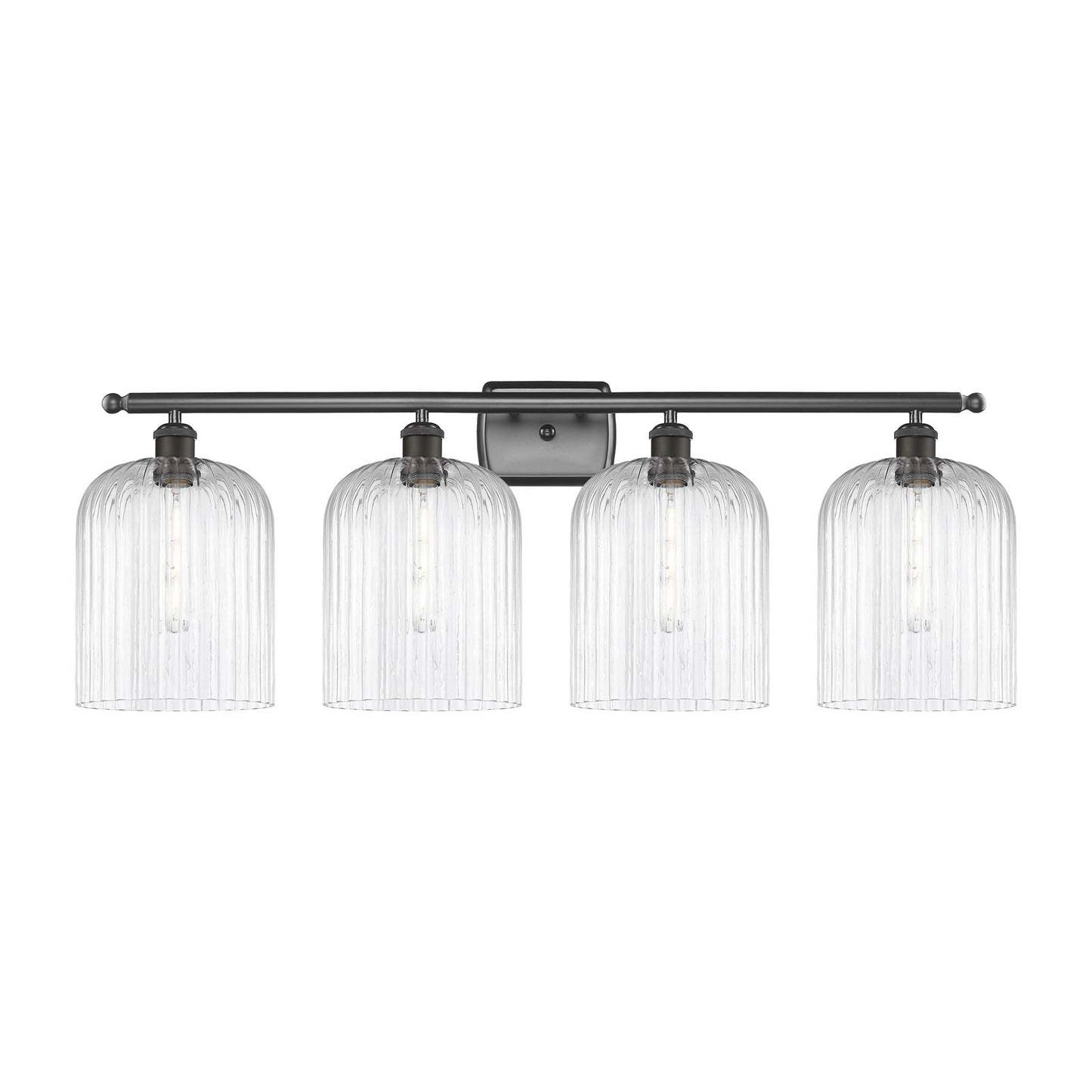 Innovations Bridal Veil 35in 4-Light Bath Vanity Light | Art Nouveau Oil Rubbed Bronze and Clear Ribbed Glass | Bathroom Vanity | Model 516-4W-OB-G559-8CL
