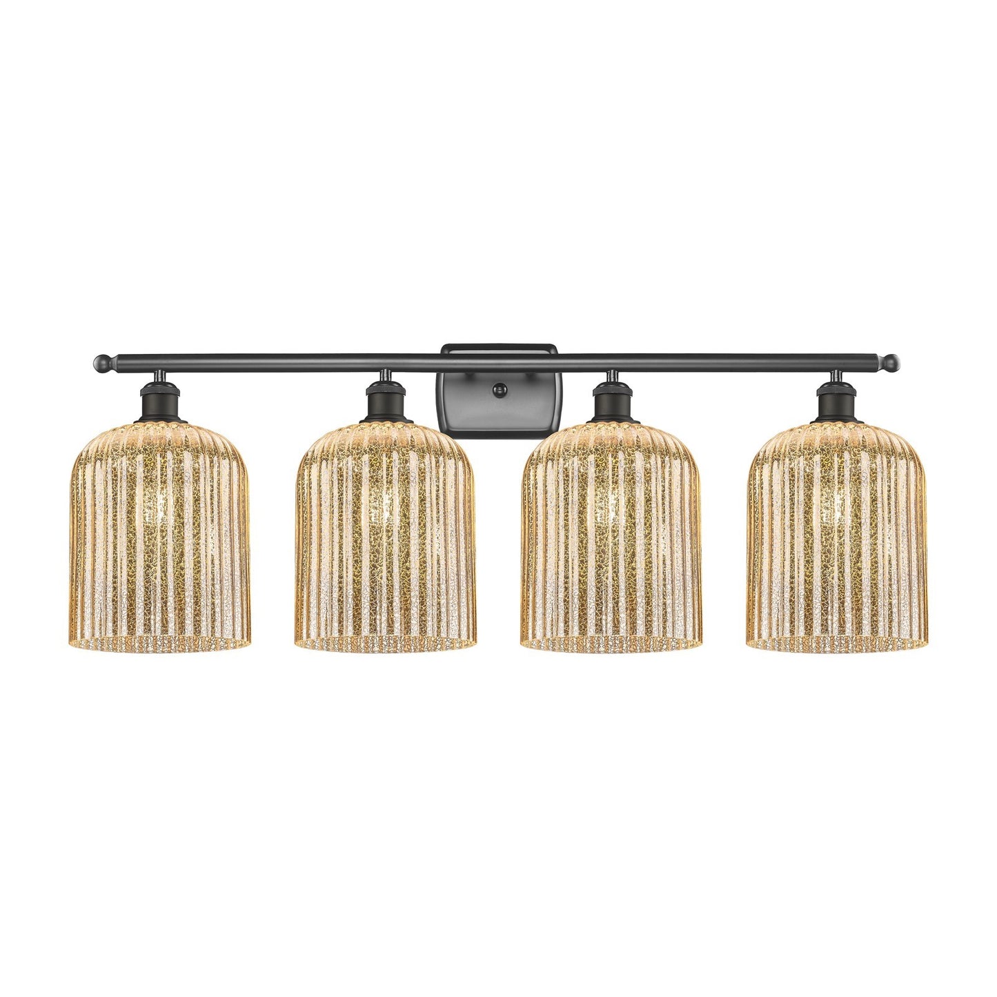 Innovations Bridal Veil 35in 4-Light Bath Vanity Light | Art Nouveau Oil Rubbed Bronze and Mercury Ribbed Glass | Bathroom | Model 516-4W-OB-G559-8ME