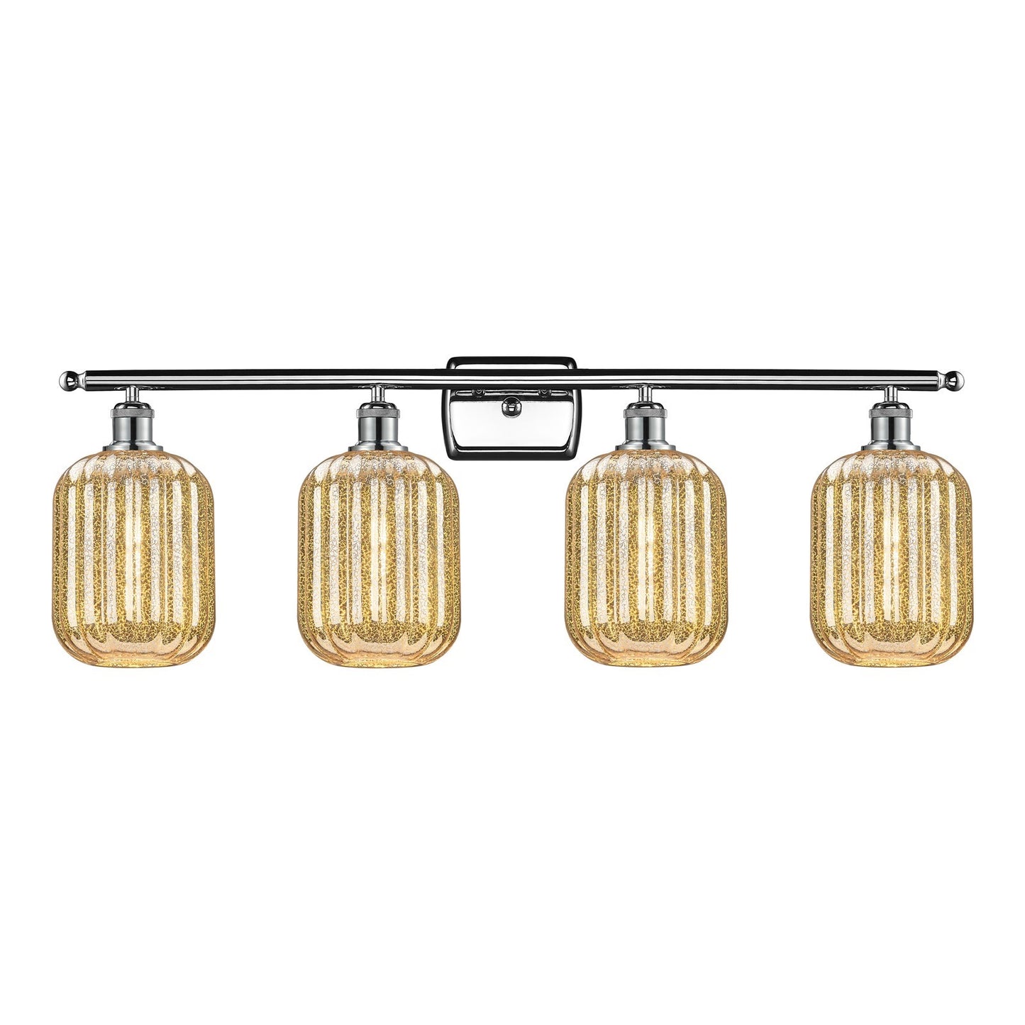 Innovations Preston Cylinder 37in 4-Light Bath Vanity Light | Industrial Polished Chrome Steel and Mercury Glass | Bathroom | Model 516-4W-PC-G460-7ME