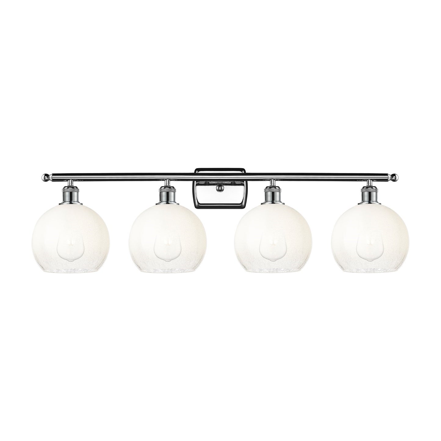 Innovations Brookhaven Globe 38in 4-Light Bath Vanity Light | Industrial Polished Chrome and Opal Glass | Bathroom Vanity | Model 516-4W-PC-G483-8OP