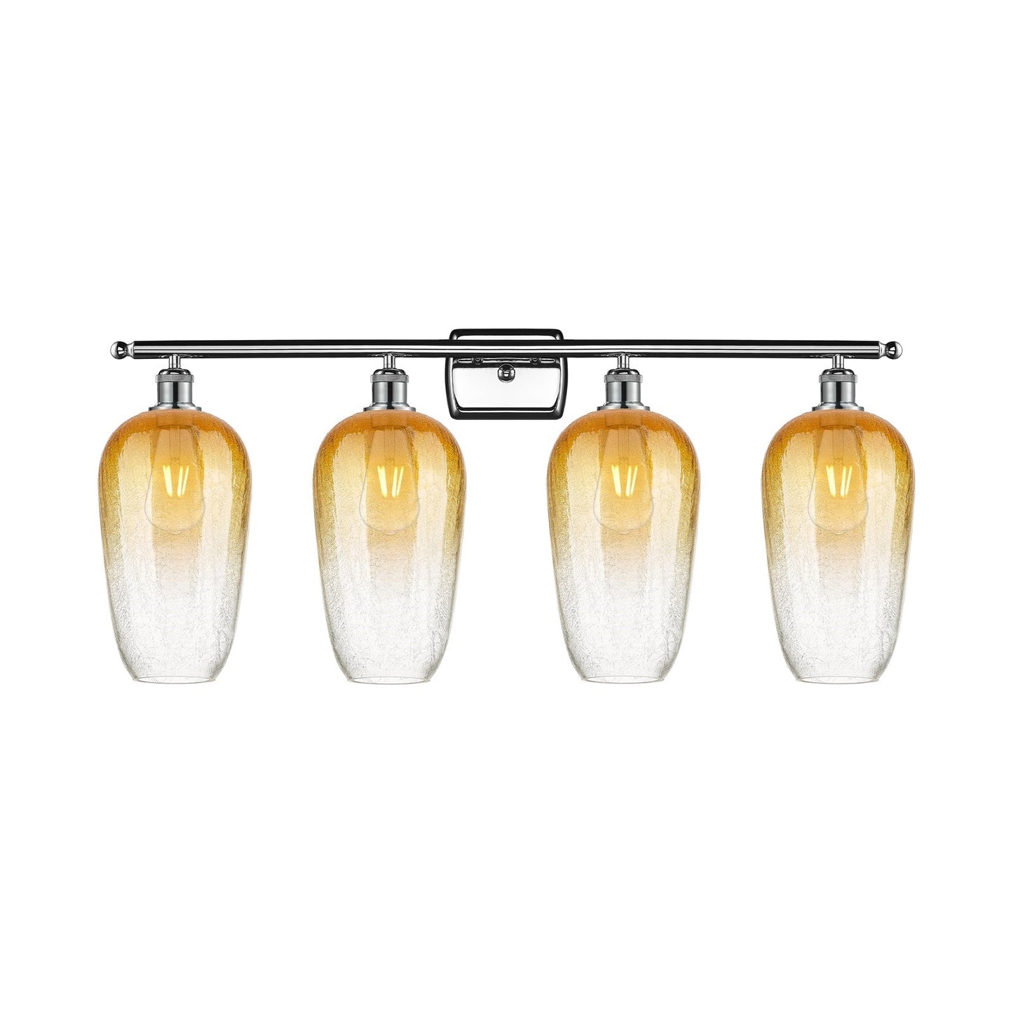 Innovations Brookhaven Flute 37in 4-Light Bath Vanity | Industrial Modern Polished Chrome and Amber Glass | Bathroom Vanity | Model 516-4W-PC-G484-7AM
