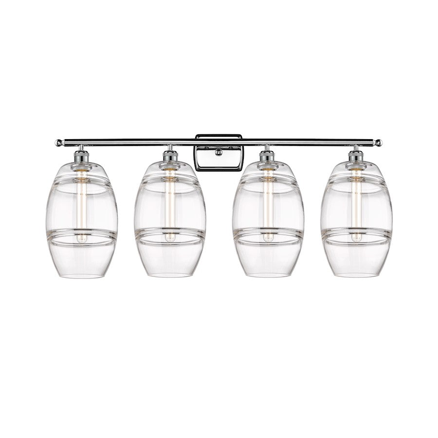 Innovations Lighting Vaz 38in 4-Light Bathroom Vanity Light | Industrial Modern Polished Chrome and Clear Glass | Bathroom | Model 516-4W-PC-G557-8CL
