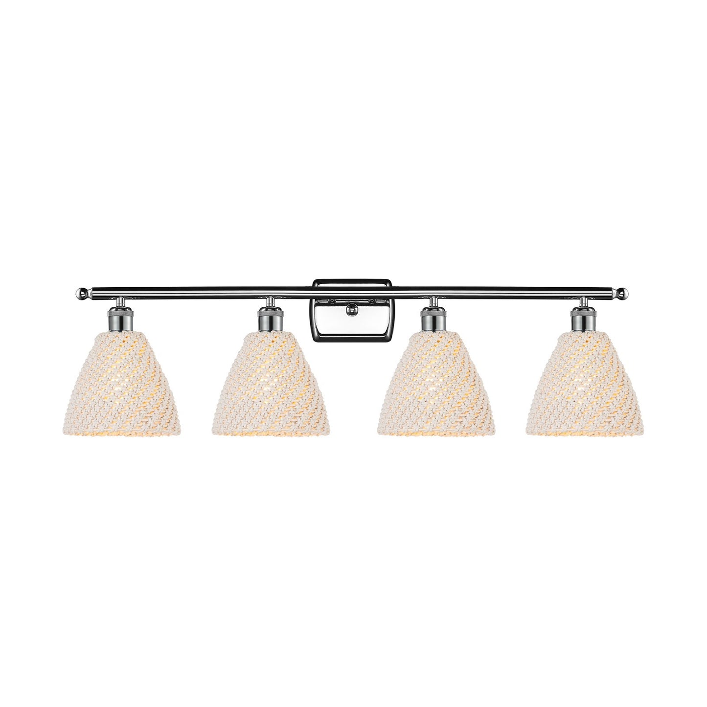 Innovations Bristol Natural 38in 4-Light Bath Vanity Light | Industrial Polished Chrome and Natural Fiber Shade | Bathroom | Model 516-4W-PC-NBD-75-NAT