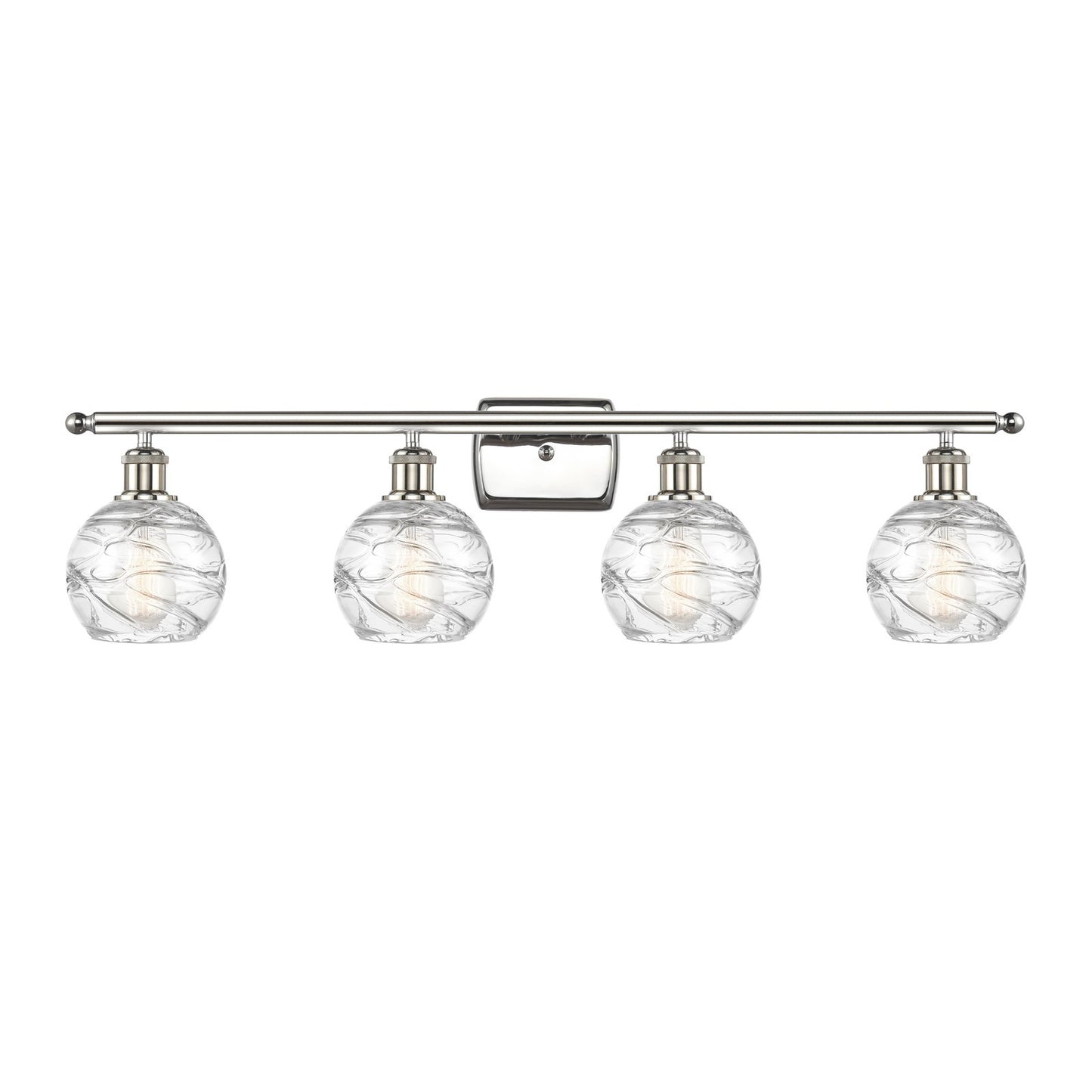 Innovations Athens Deco Swirl 36in 4-Light Bath Vanity Light | Industrial Polished Nickel and Clear Glass | Bathroom Vanity | Model 516-4W-PN-G1213-6CL