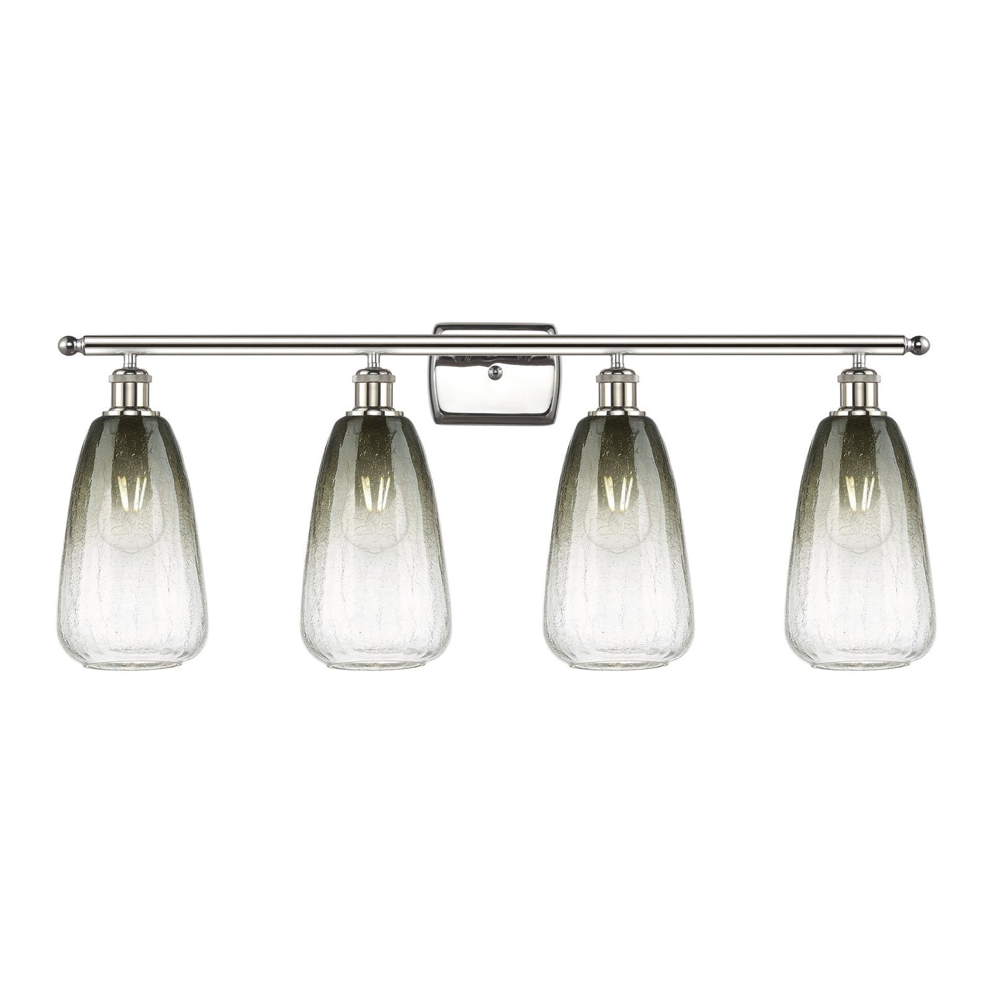 Innovations Brookhaven Almond 36in 4-Light Bath Vanity Light | Industrial Polished Nickel Steel and Slate Glass | Bathroom | Model 516-4W-PN-G480-6SL