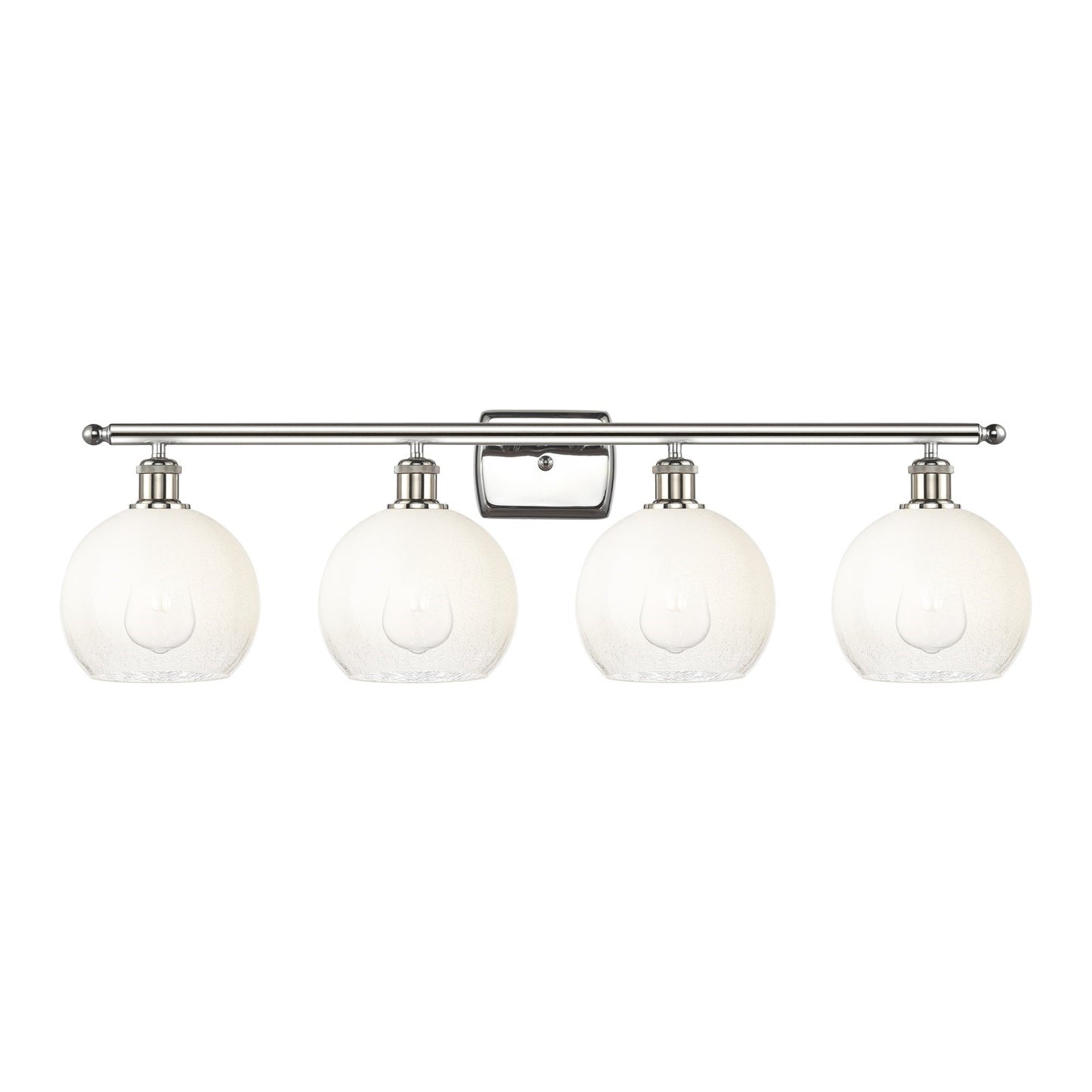 Innovations Brookhaven Globe 38in 4-Light Bath Vanity Light | Industrial Modern Polished Nickel and Opal Glass | Bathroom | Model 516-4W-PN-G483-8OP