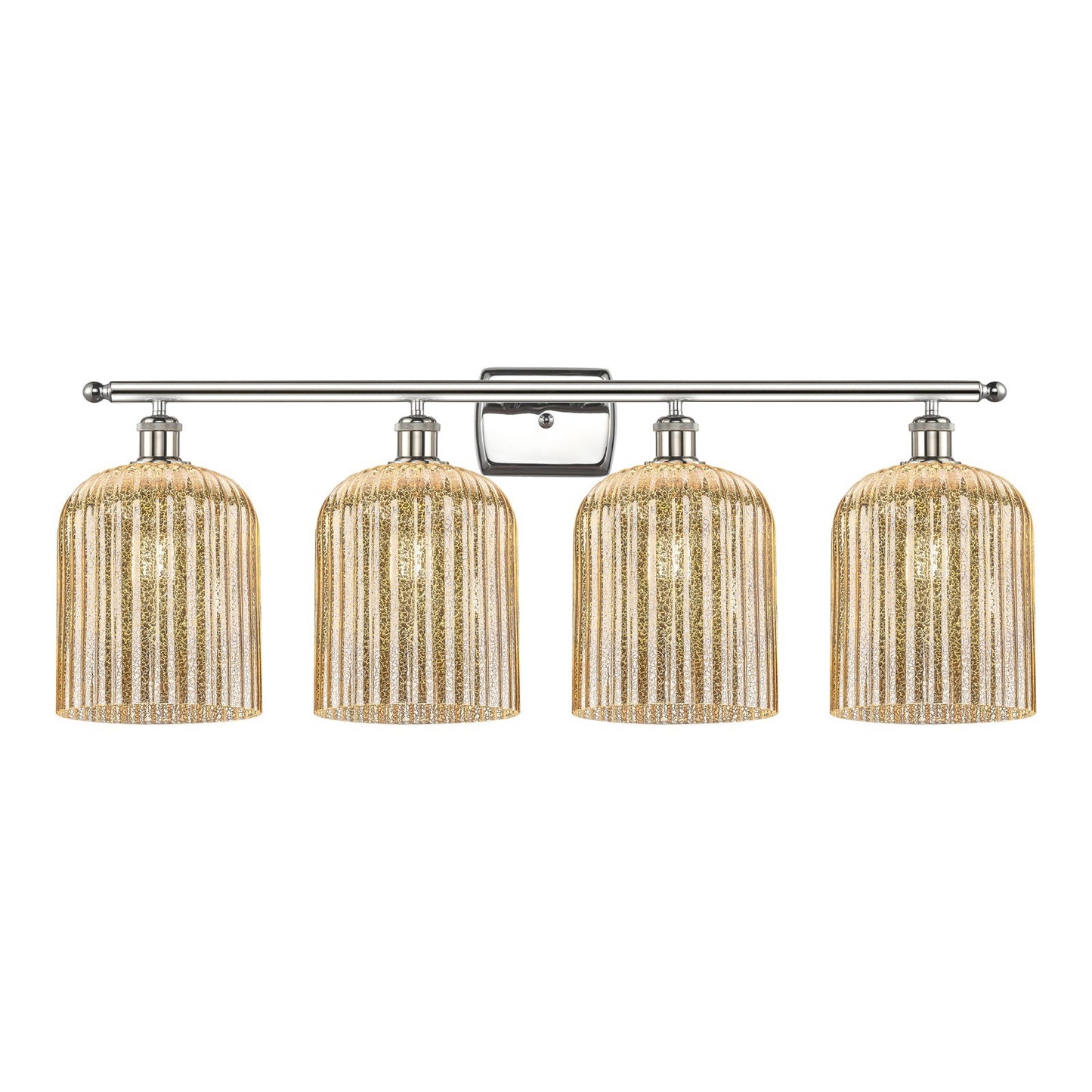 Innovations Bridal Veil 35in 4-Light Bath Vanity | Art Nouveau Polished Nickel and Mercury Ribbed Glass | Bathroom Vanity & | Model 516-4W-PN-G559-8ME