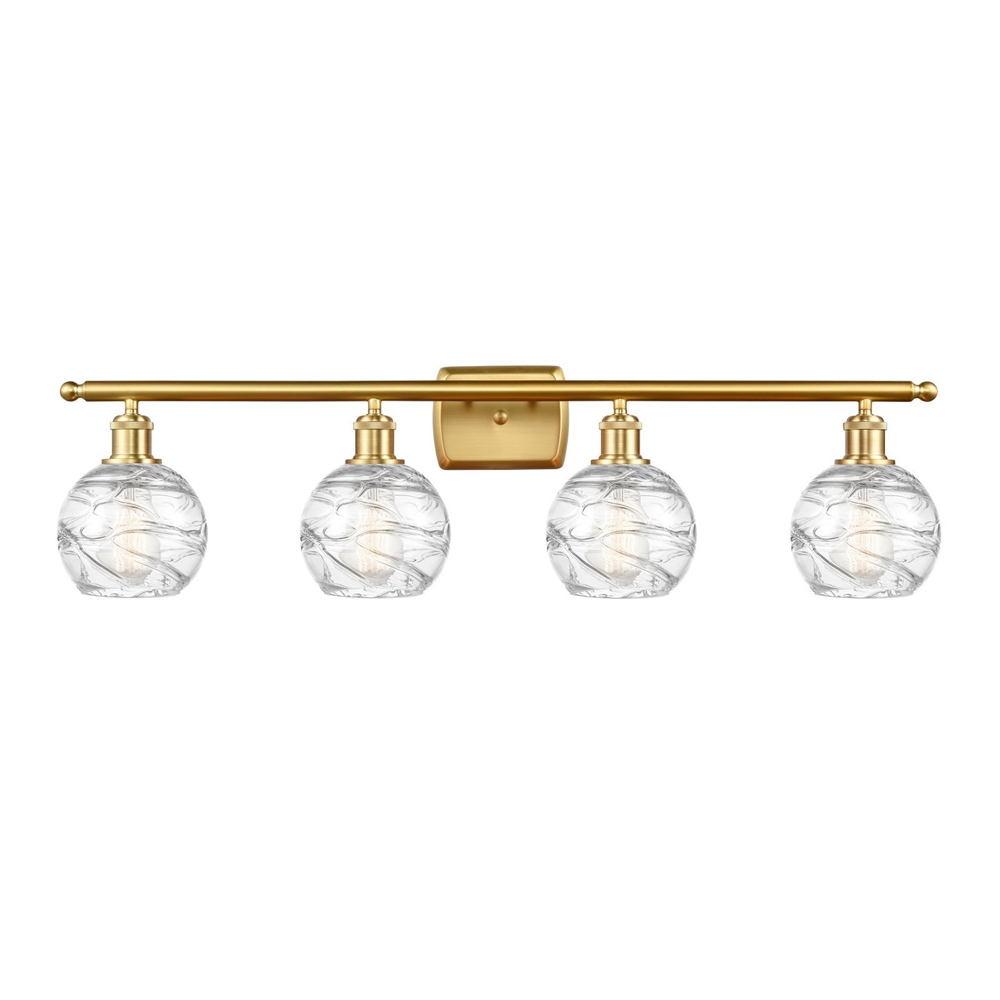 Innovations Athens Deco Swirl 36in 4-Light Bath Vanity Light | Industrial Satin Gold Steel and Clear Glass | Bathroom Vanity | Model 516-4W-SG-G1213-6CL