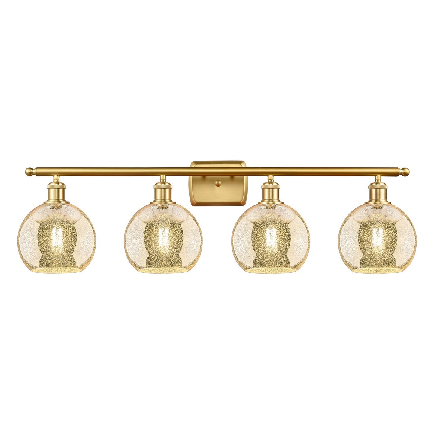 Innovations Athens 38in 4-Light Bath Vanity Light | Industrial Satin Gold Steel and Mercury Glass | Bathroom Vanity | 38 x 11 x | Model 516-4W-SG-G128-8