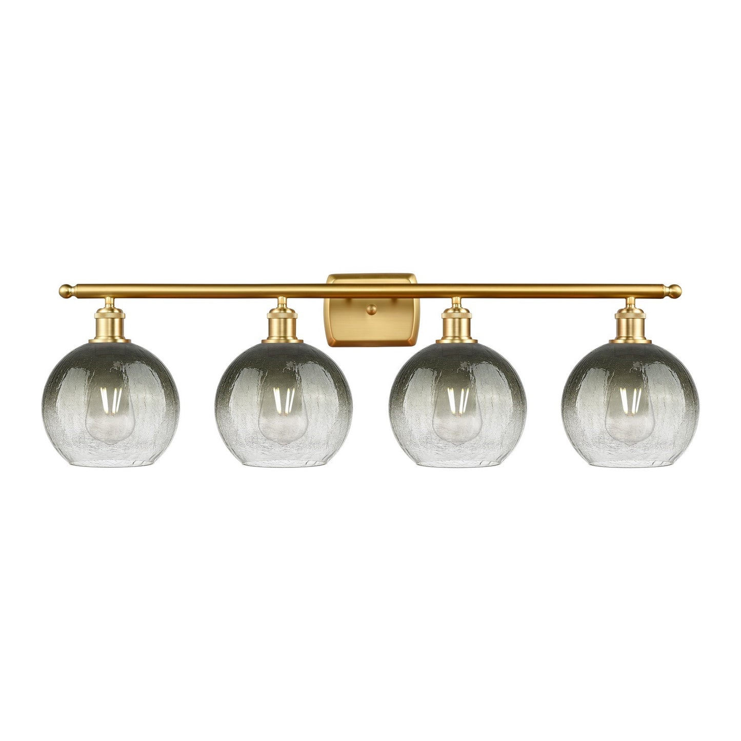 Innovations Brookhaven Globe 38in 4-Light Bath Vanity Light | Industrial Satin Gold Steel and Slate Glass | Bathroom Vanity & | Model 516-4W-SG-G483-8SL