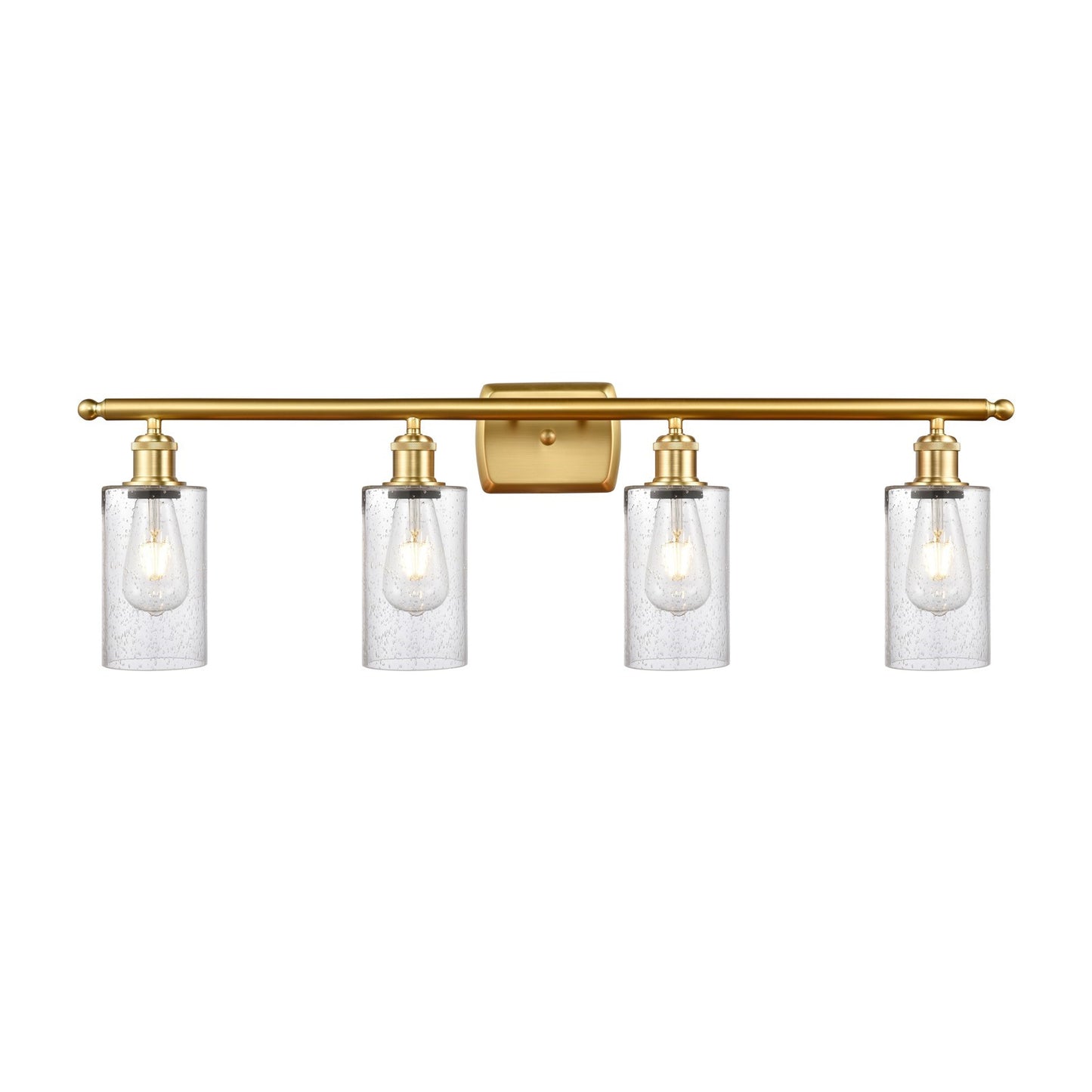Innovations Clymer 34in 4-Light Bath Vanity Light | Art Nouveau Satin Gold Steel and Seedy Glass | Bathroom Vanity | 33.88 x 9.88 x | Model 516-4W-SG-G804