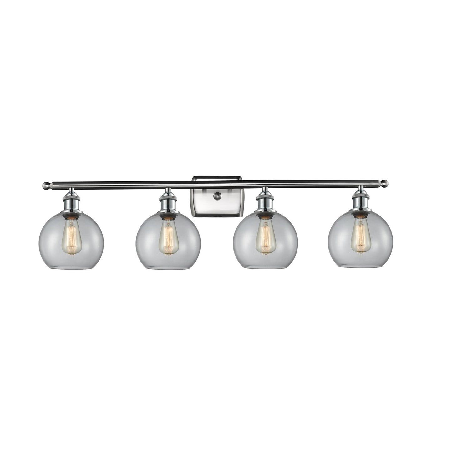 Innovations Athens 38in 4-Light Bath Vanity Light | Modern Farmhouse Brushed Satin Nickel and Clear Basket Weave Glass | Model 516-4W-SN-G122C-8CL