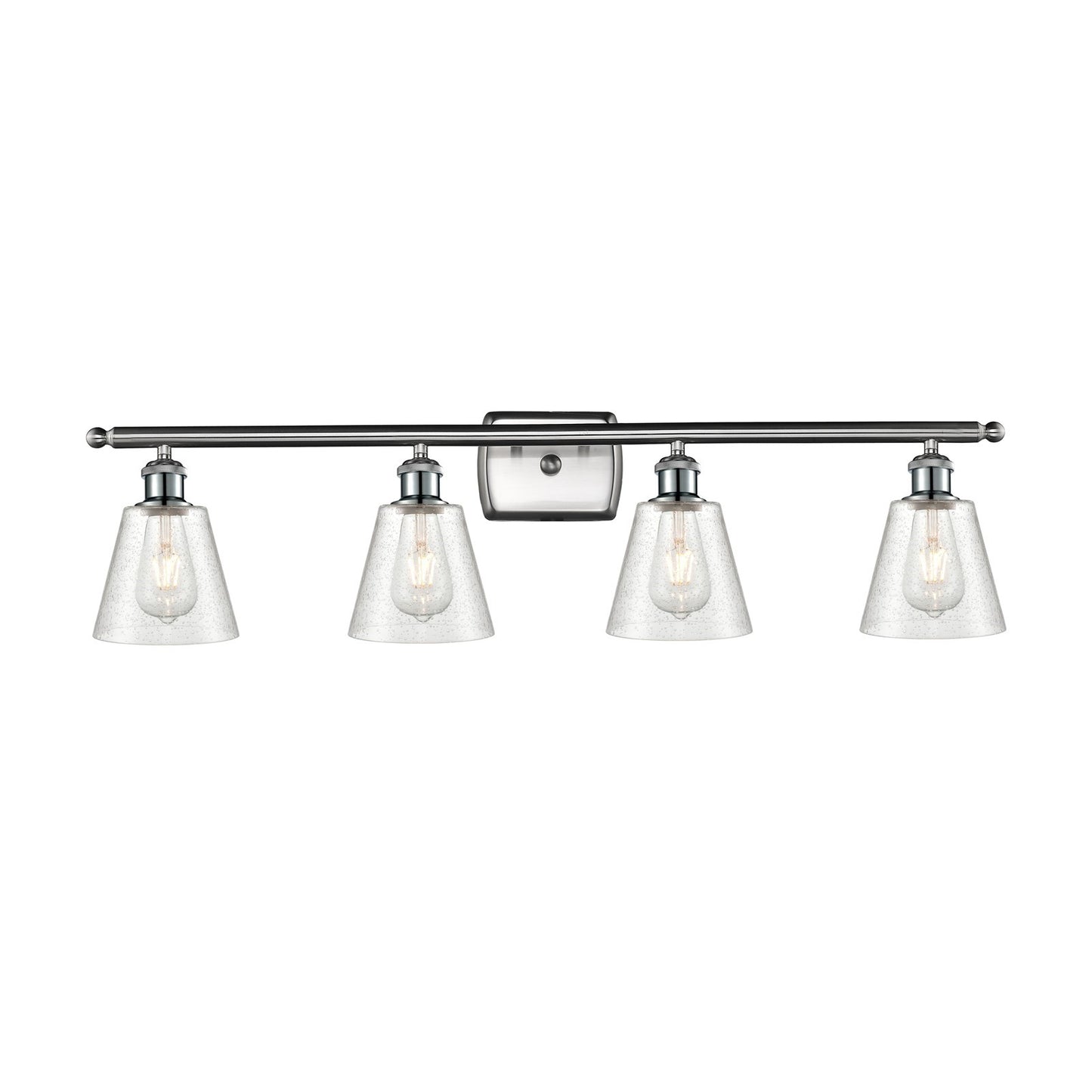 Innovations Caton 36in 4-Light Bath Vanity Light | Art Nouveau Brushed Satin Nickel Steel and Frosted Glass | Bathroom Vanity | 36 | Model 516-4W-SN-G454