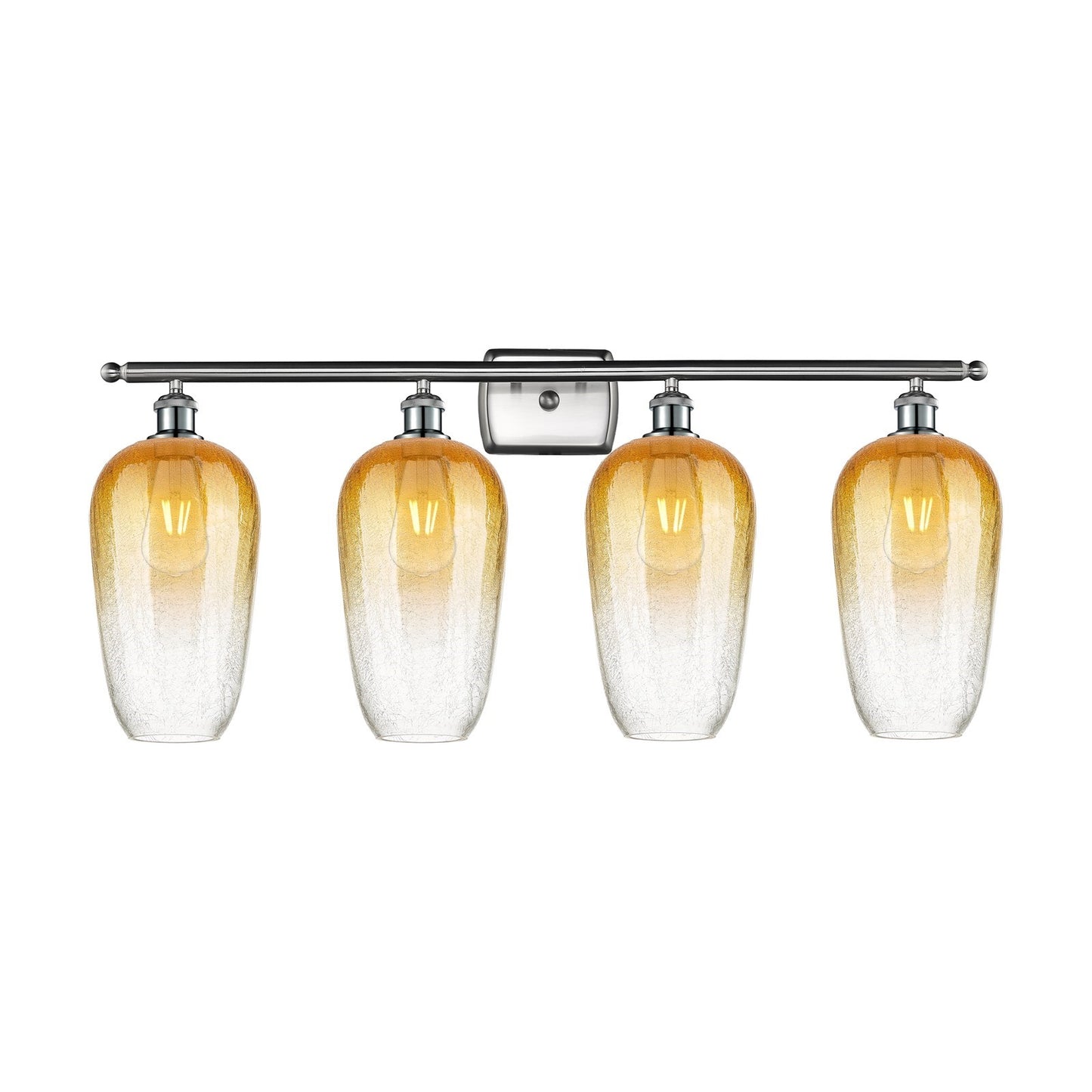 Innovations Brookhaven Flute 37in 4-Light Bath Vanity Light | Industrial Brushed Satin Nickel and Amber Glass | Bathroom Vanity | Model 516-4W-SN-G484-7AM