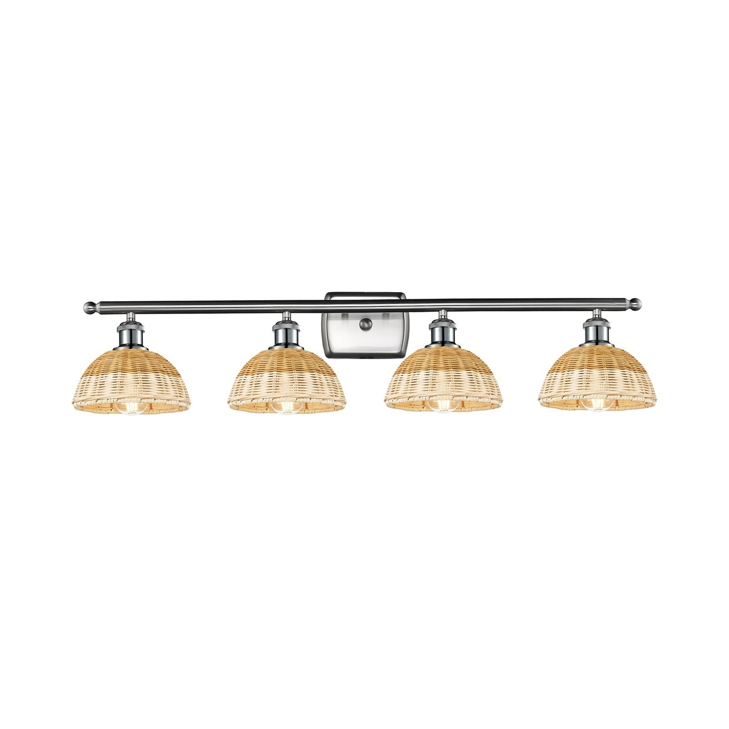 Innovations Lighting Bristol Natural II 38in 4-Light Bath Vanity Light | Industrial Brushed Satin Nickel and Natural Fiber | Model 516-4W-SN-NBD2-75-NAT