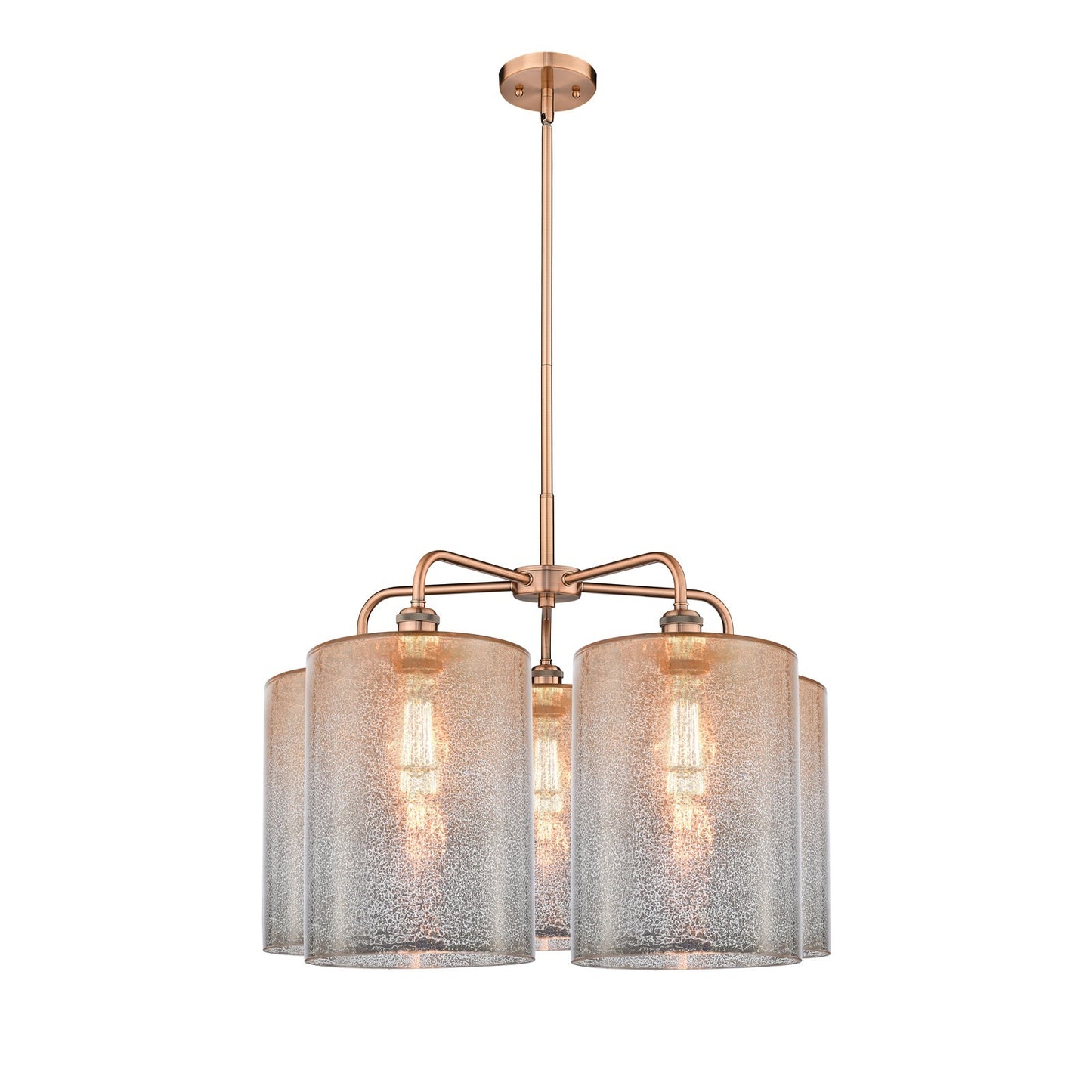 Innovations Cobbleskill 28in 5-Light Chandelier | Industrial Antique Copper and Mercury Glass | Dining Room & Living Room | 27.5 | Model 516-5CR-AC-G116-L