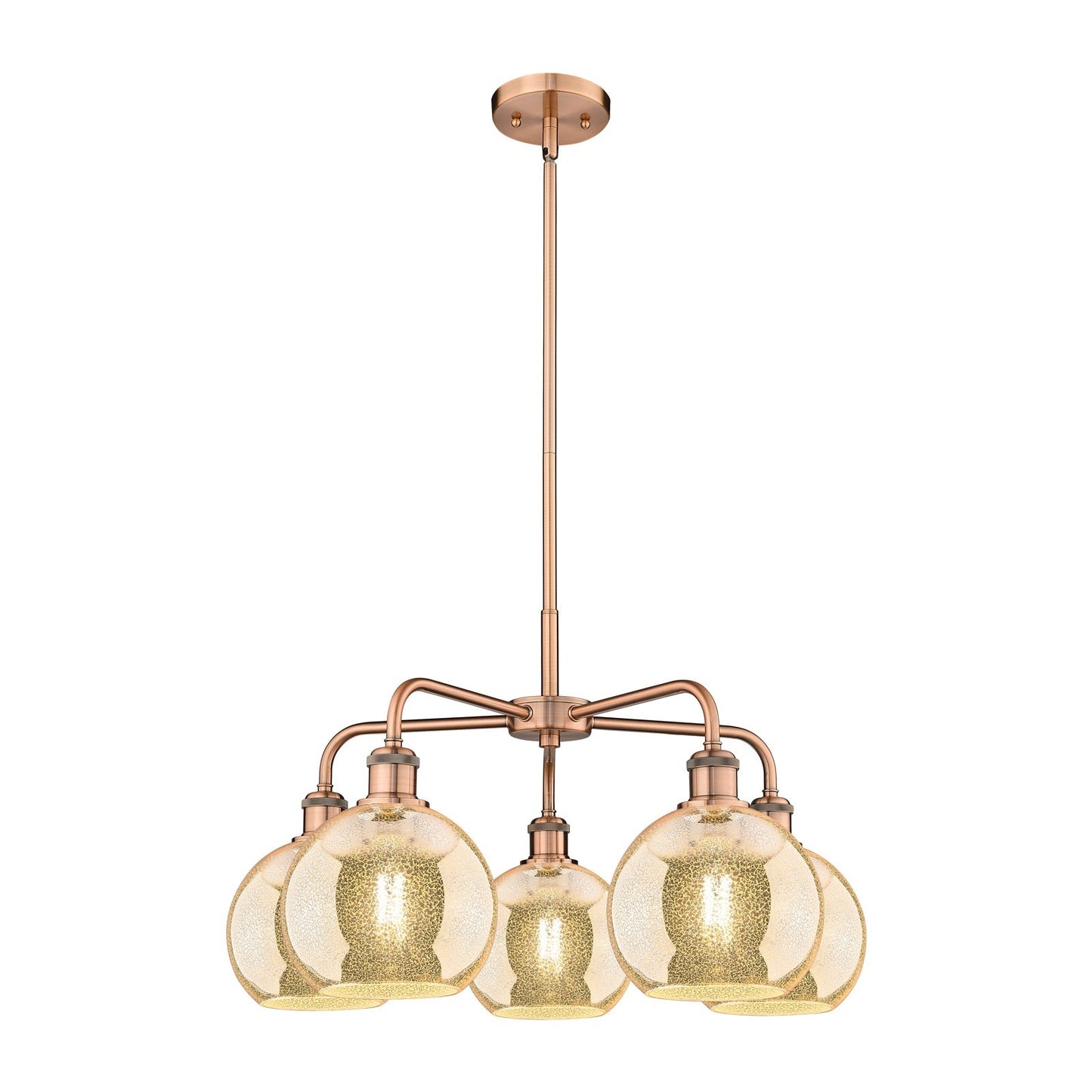 Innovations Athens 26in 5-Light Chandelier | Industrial Antique Copper Steel and Mercury Glass | Dining Room & Living Room | 26 | Model 516-5CR-AC-G128-8
