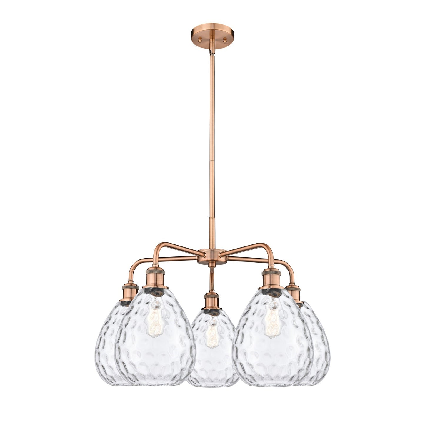 Innovations Waverly 26in 5-Light Chandelier | Industrial Antique Copper and Clear Glass | Dining Room & Living Room | 26 x 26 x | Model 516-5CR-AC-G372