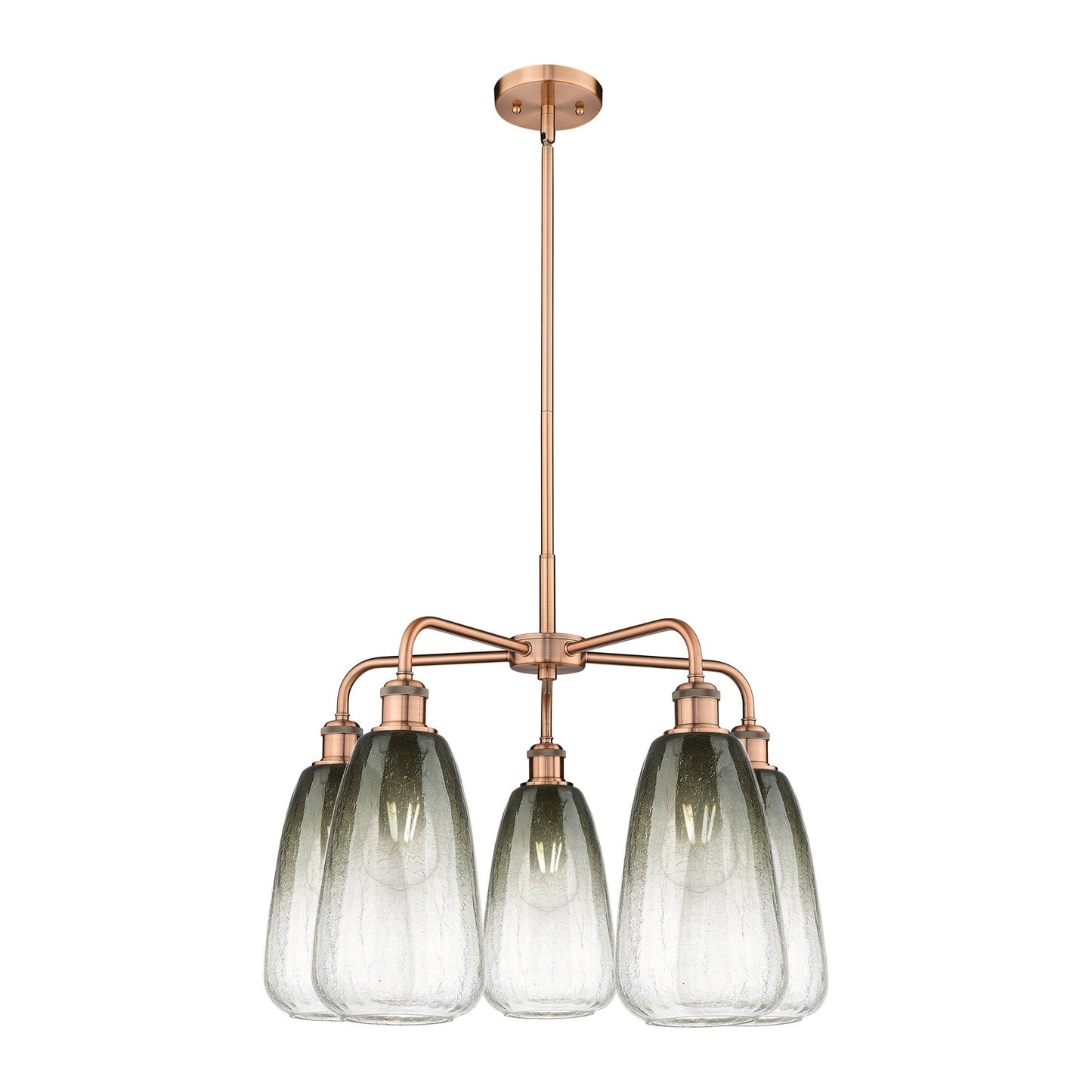 Innovations Brookhaven Almond 25in 5-Light Chandelier | Industrial Antique Copper Steel and Slate Glass | Dining Room & Living | Model 516-5CR-AC-G480-6SL