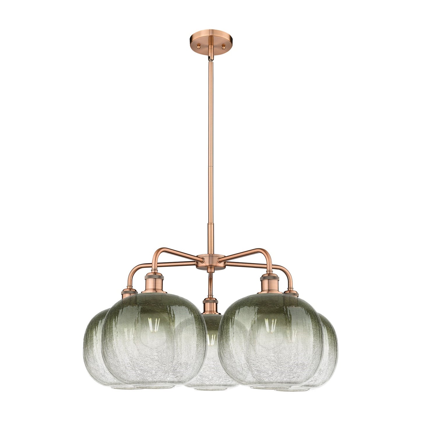 Innovations Brookhaven Sphere 29in 5-Light Chandelier | Industrial Antique Copper and Slate Glass | Kitchen Island & Dining | Model 516-5CR-AC-G481-10SL
