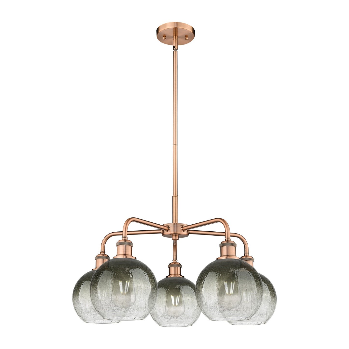 Innovations Brookhaven Globe 26in 5-Light Chandelier | Industrial Antique Copper and Slate Glass | Kitchen Island & Dining | Model 516-5CR-AC-G483-8SL