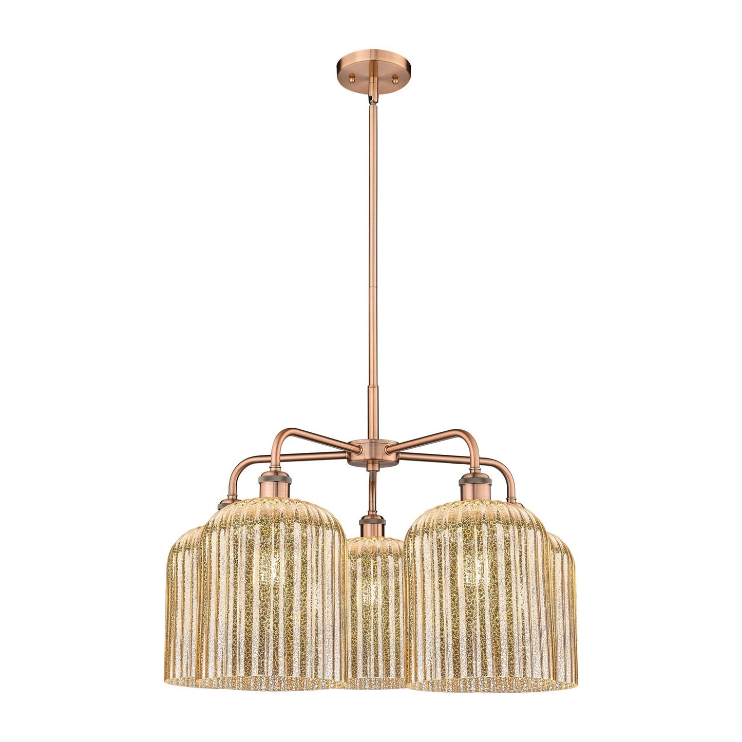 Innovations Bridal Veil 23in 5-Light Chandelier | Art Nouveau Antique Copper Steel and Mercury Ribbed Glass | Dining Room & | Model 516-5CR-AC-G559-8ME