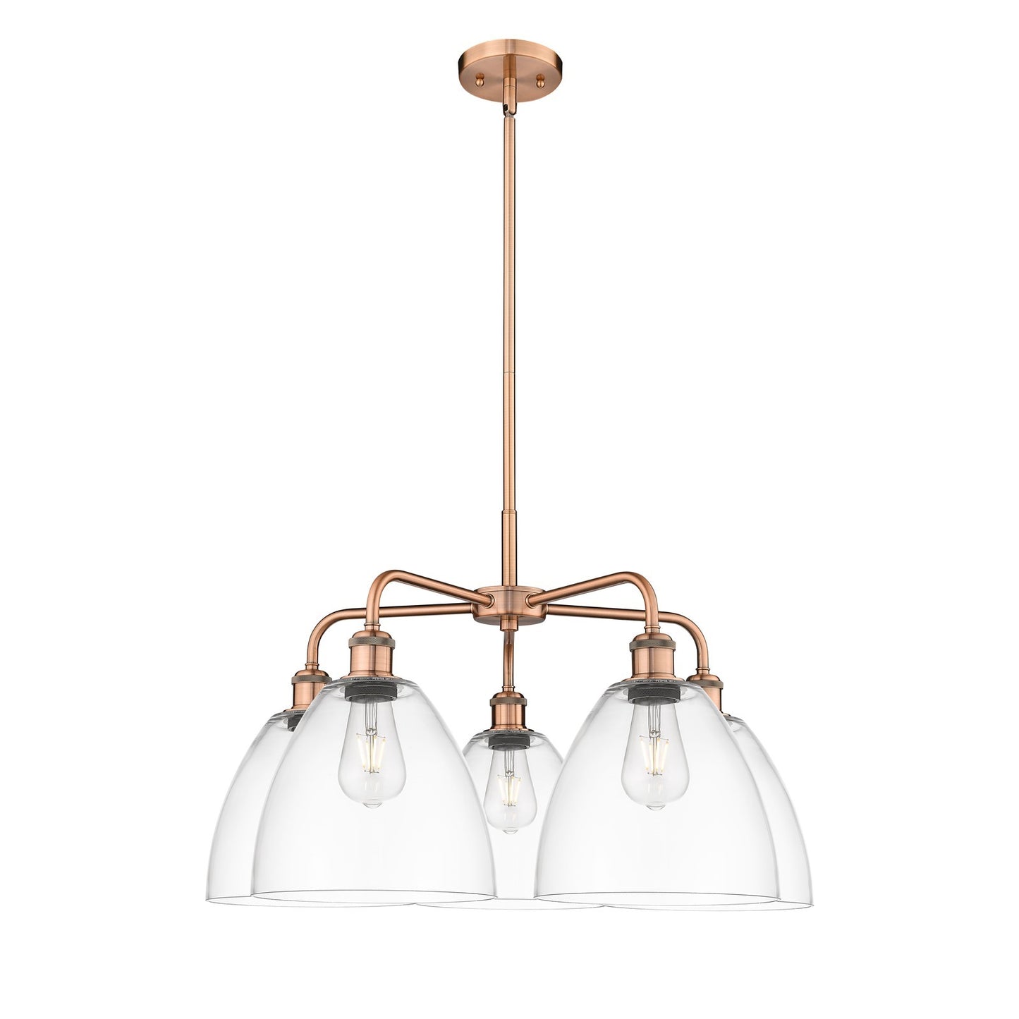 Innovations Lighting Bristol 27in 5-Light Chandelier | Industrial Antique Copper Steel and Clear Glass | Dining Room & Living | Model 516-5CR-AC-GBD-92