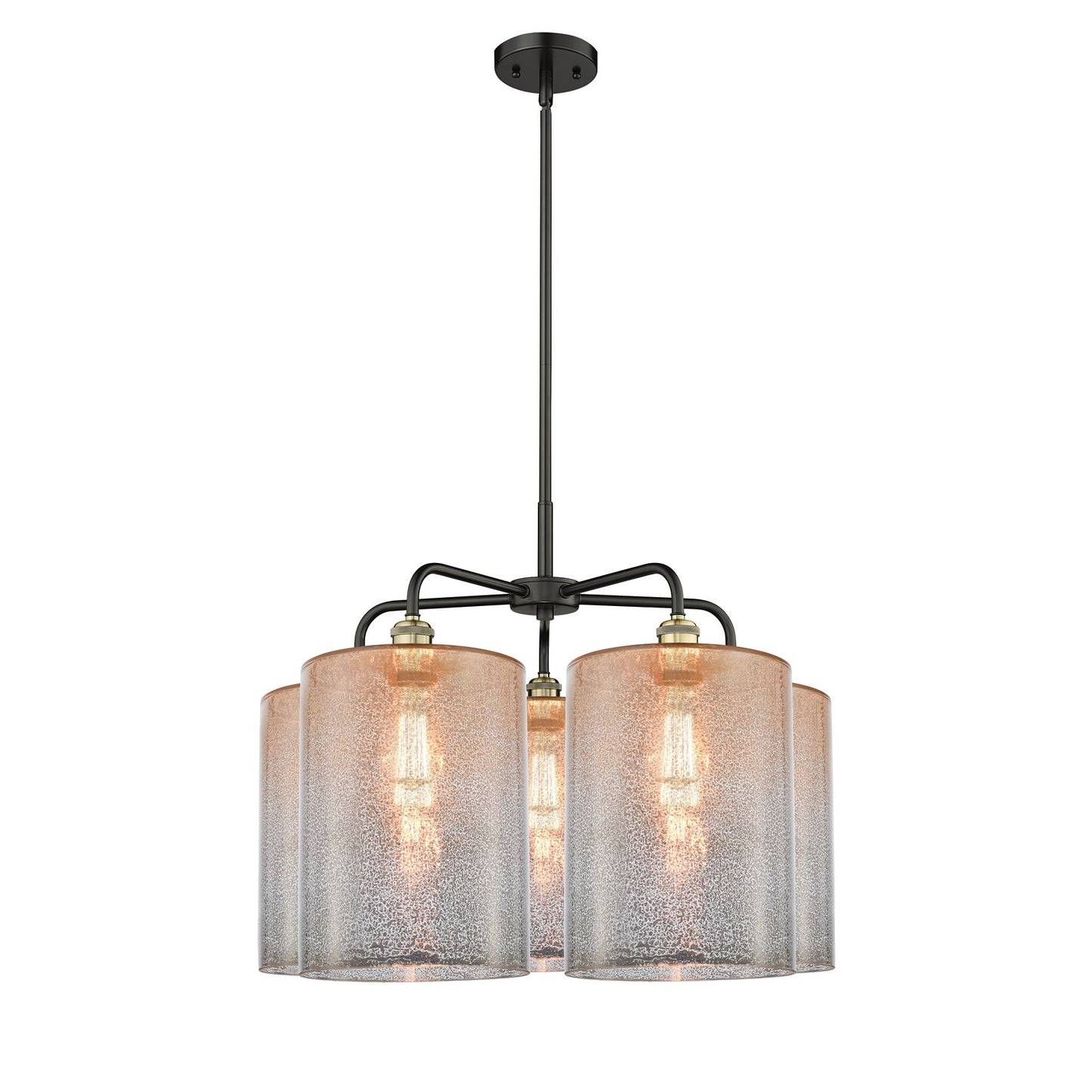 Innovations Cobbleskill 28in 5-Light Chandelier | Industrial Black Antique Brass Steel and Mercury Glass | Dining Room & | Model 516-5CR-BAB-G116-L