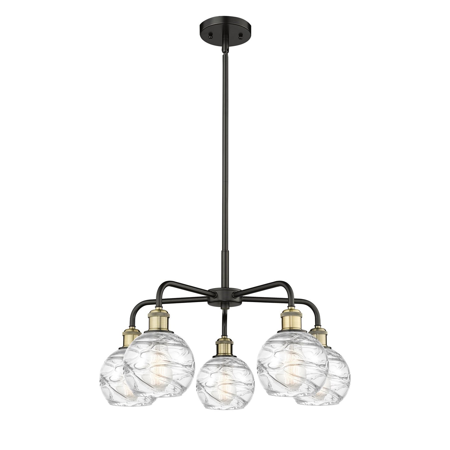 Innovations Athens Deco Swirl 24in 5-Light Chandelier | Industrial Black Antique Brass and Clear Glass | Kitchen Island & | Model 516-5CR-BAB-G1213-6CL