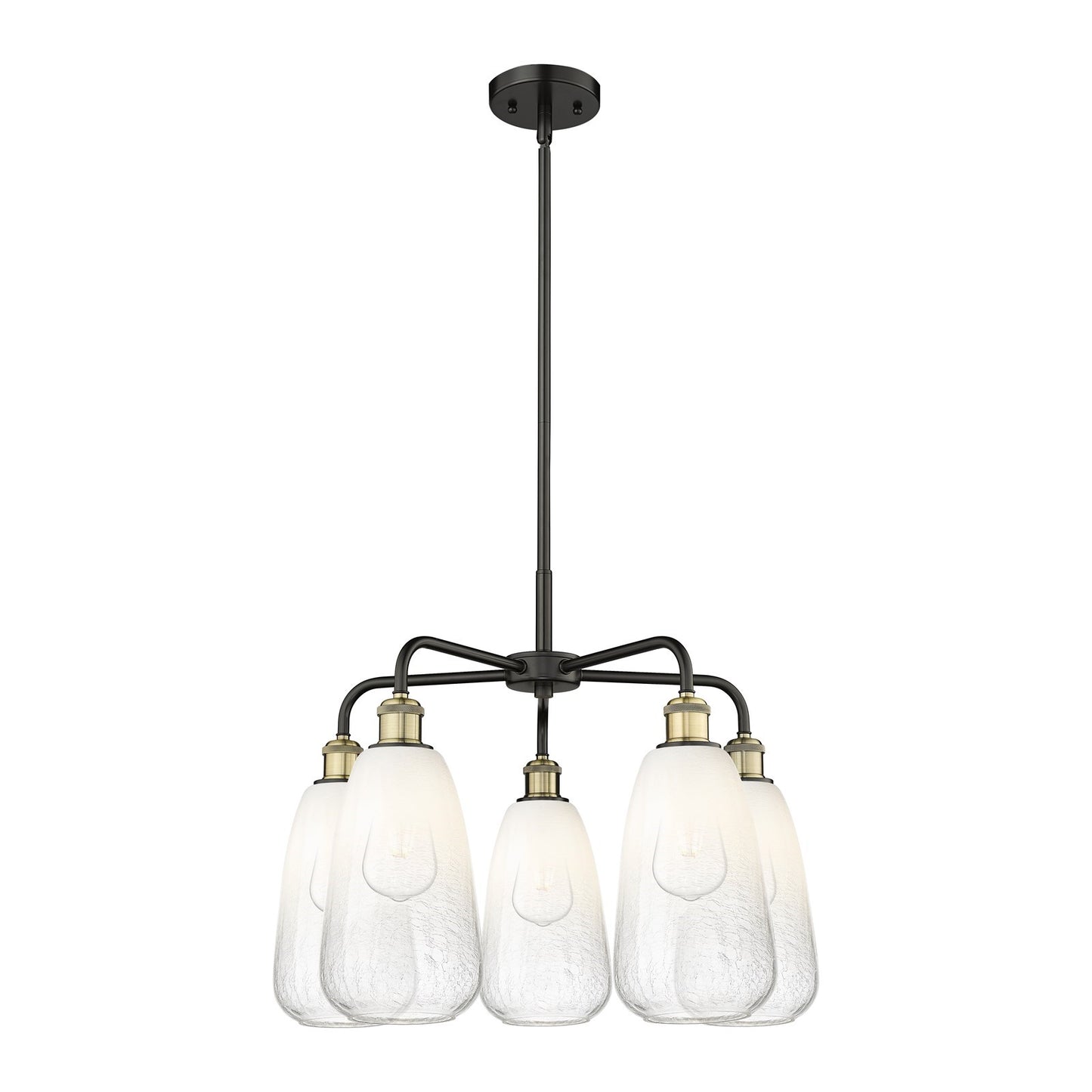 Innovations Brookhaven Almond 25in 5-Light Chandelier | Industrial Black Antique Brass and Opal Glass | Dining Room & Kitchen | Model 516-5CR-BAB-G480-6OP