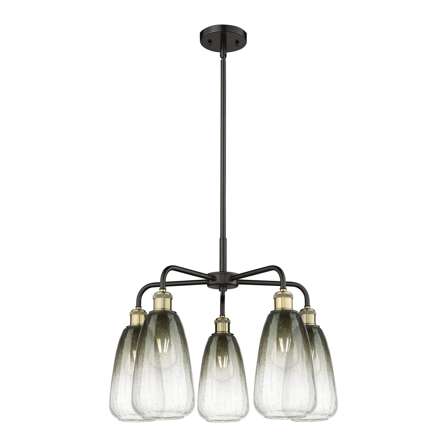 Innovations Brookhaven Almond 25in 5-Light Chandelier | Industrial Black Antique Brass and Slate Glass | Kitchen Island & | Model 516-5CR-BAB-G480-6SL