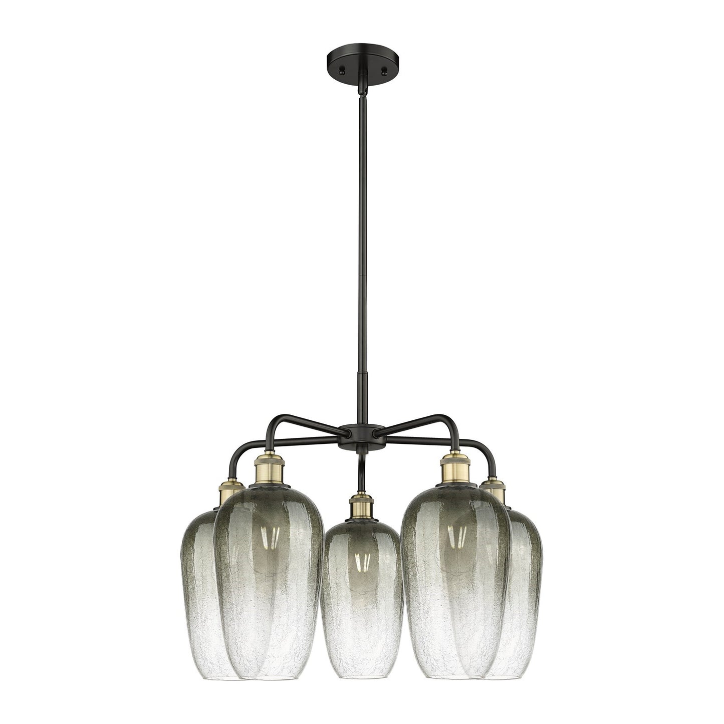 Innovations Brookhaven Flute 26in 5-Light Chandelier | Industrial Black Antique Brass and Slate Glass | Dining Room & Living | Model 516-5CR-BAB-G484-7SL