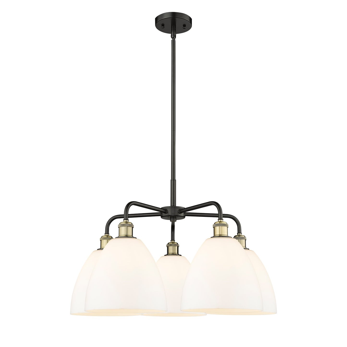 Innovations Bristol 27in 5-Light Chandelier | Industrial Black Antique Brass and Matte White Glass | Dining Room & Living Room | Model 516-5CR-BAB-GBD-91