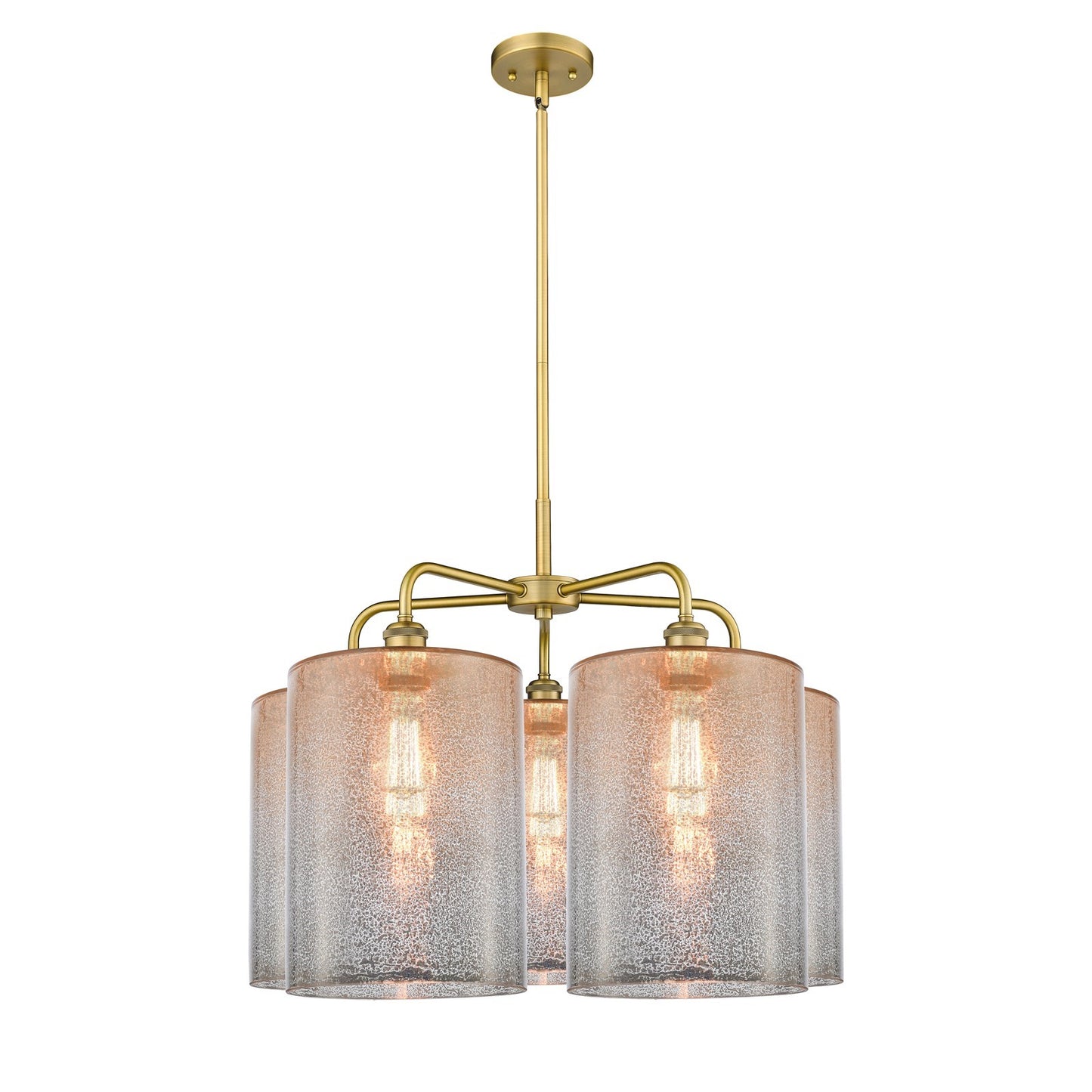 Innovations Cobbleskill 28in 5-Light Chandelier | Industrial Brushed Brass Steel and Mercury Glass | Dining Room & Living Room | Model 516-5CR-BB-G116-L