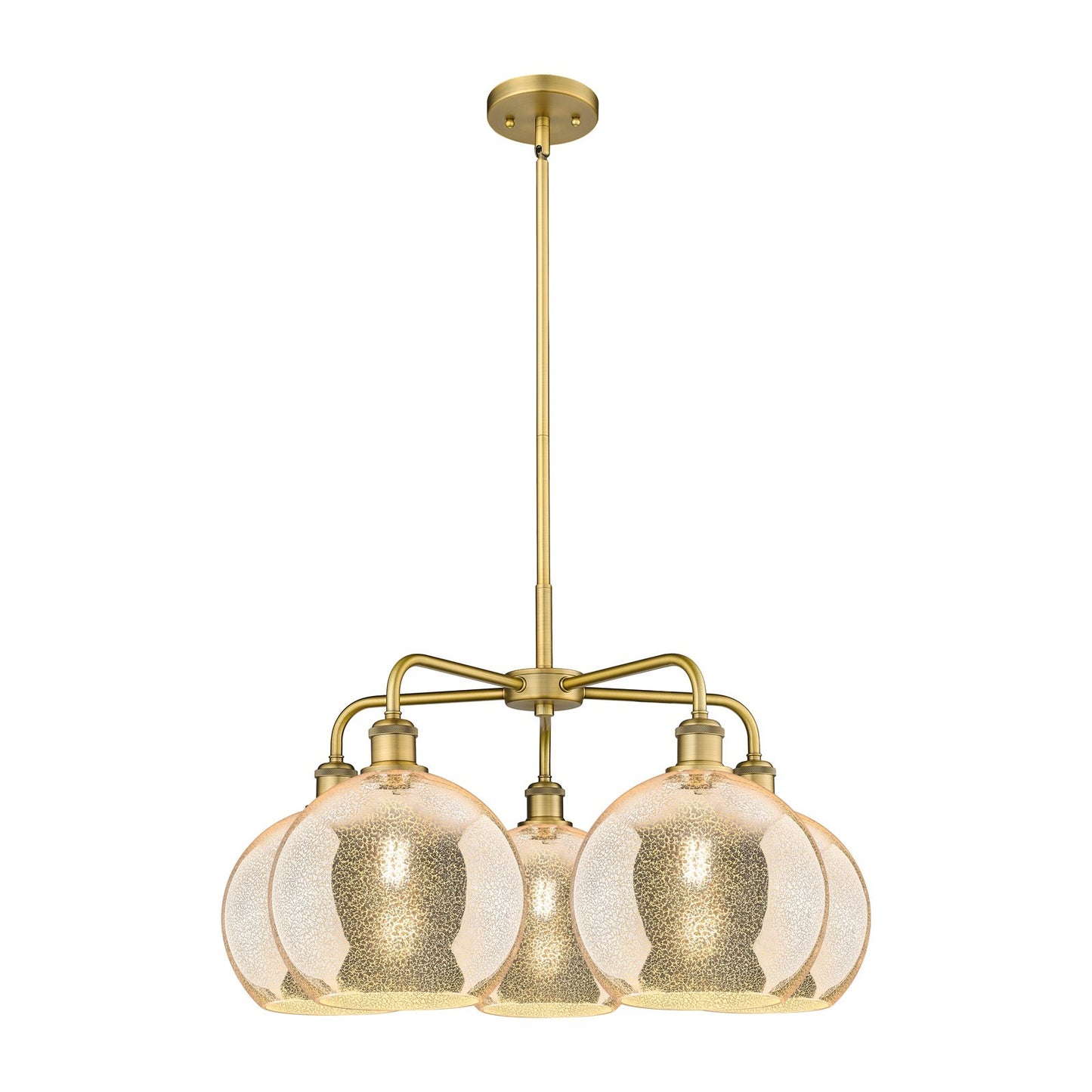 Innovations Athens 28in 5-Light Chandelier | Industrial Brushed Brass and Mercury Glass | Dining Room & Living Room | 28 x 28 x | Model 516-5CR-BB-G128-10
