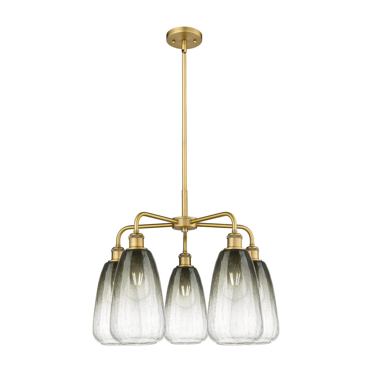 Innovations Brookhaven Almond 25in 5-Light Chandelier | Industrial Brushed Brass and Slate Glass | Kitchen Island & Dining | Model 516-5CR-BB-G480-6SL