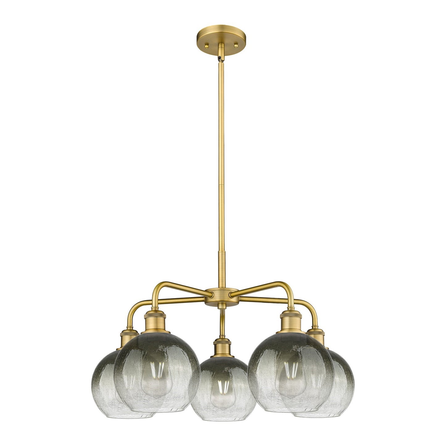 Innovations Brookhaven Globe 26in 5-Light Chandelier | Industrial Brushed Brass Steel and Slate Glass | Kitchen Island & | Model 516-5CR-BB-G483-8SL