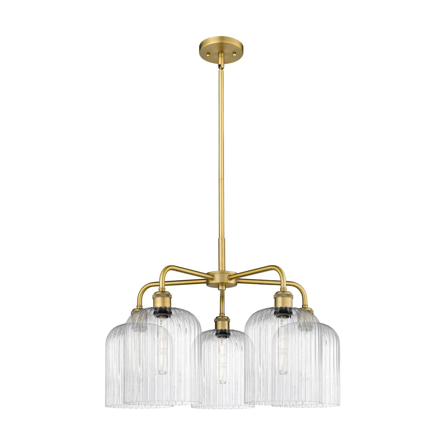 Innovations Bridal Veil 23in 5-Light Chandelier | Art Nouveau Brushed Brass and Seedy Ribbed Glass | Dining Room & Living | Model 516-5CR-BB-G559-8SDY