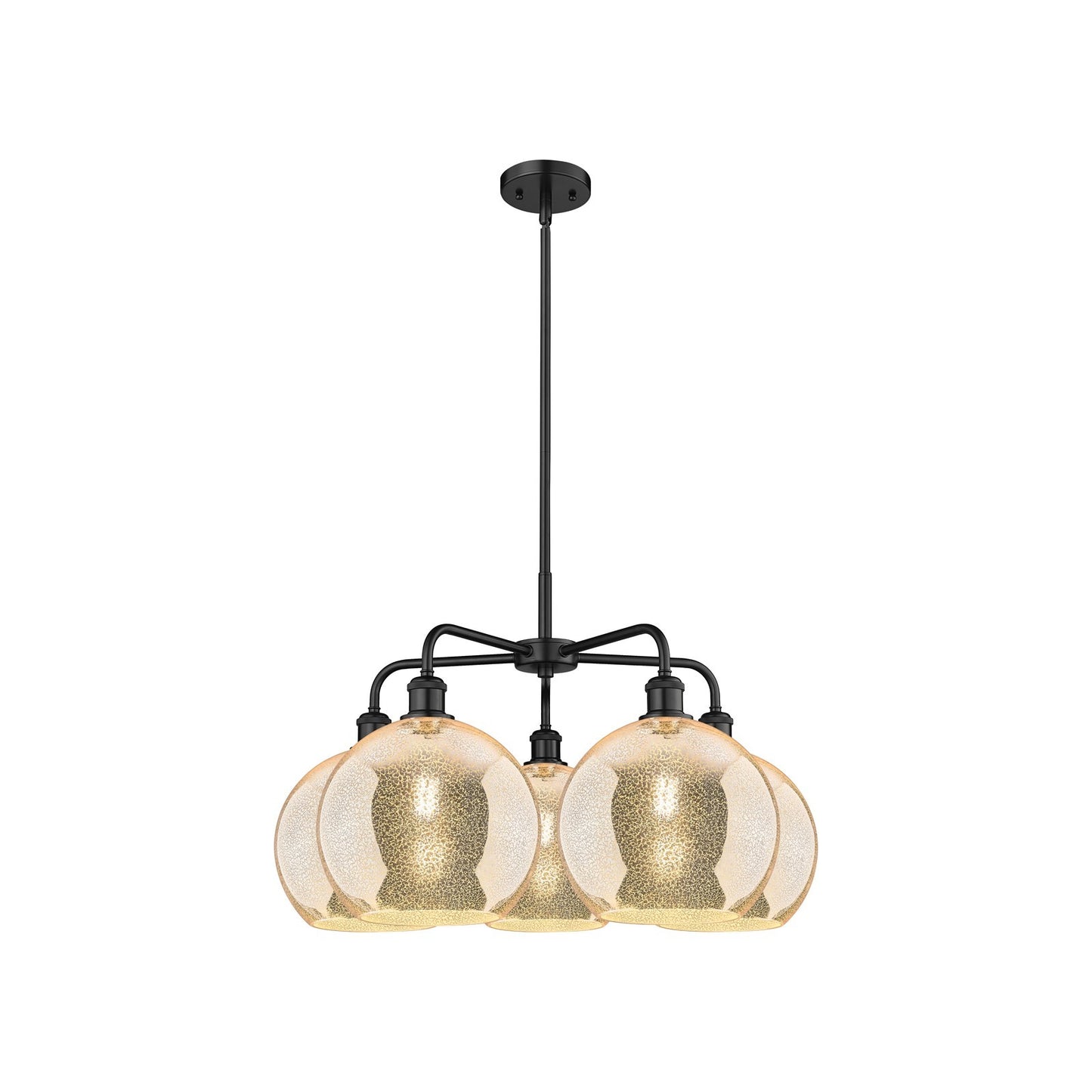 Innovations Athens 28in 5-Light Chandelier | Industrial Matte Black Steel and Mercury Glass | Dining Room & Living Room | 28 x | Model 516-5CR-BK-G128-10