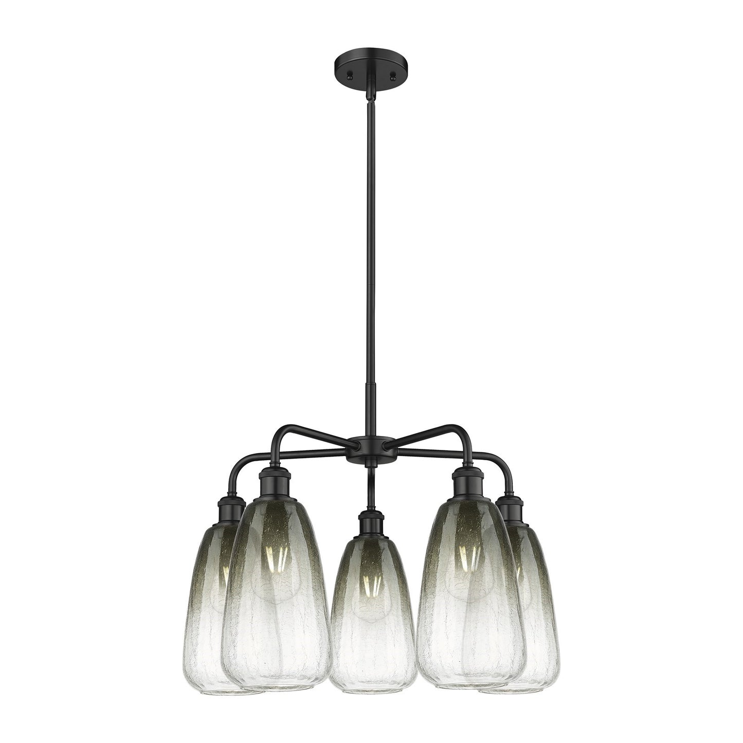 Innovations Brookhaven Almond 25in 5-Light Chandelier | Industrial Matte Black Steel and Slate Glass | Kitchen Island & Dining | Model 516-5CR-BK-G480-6SL