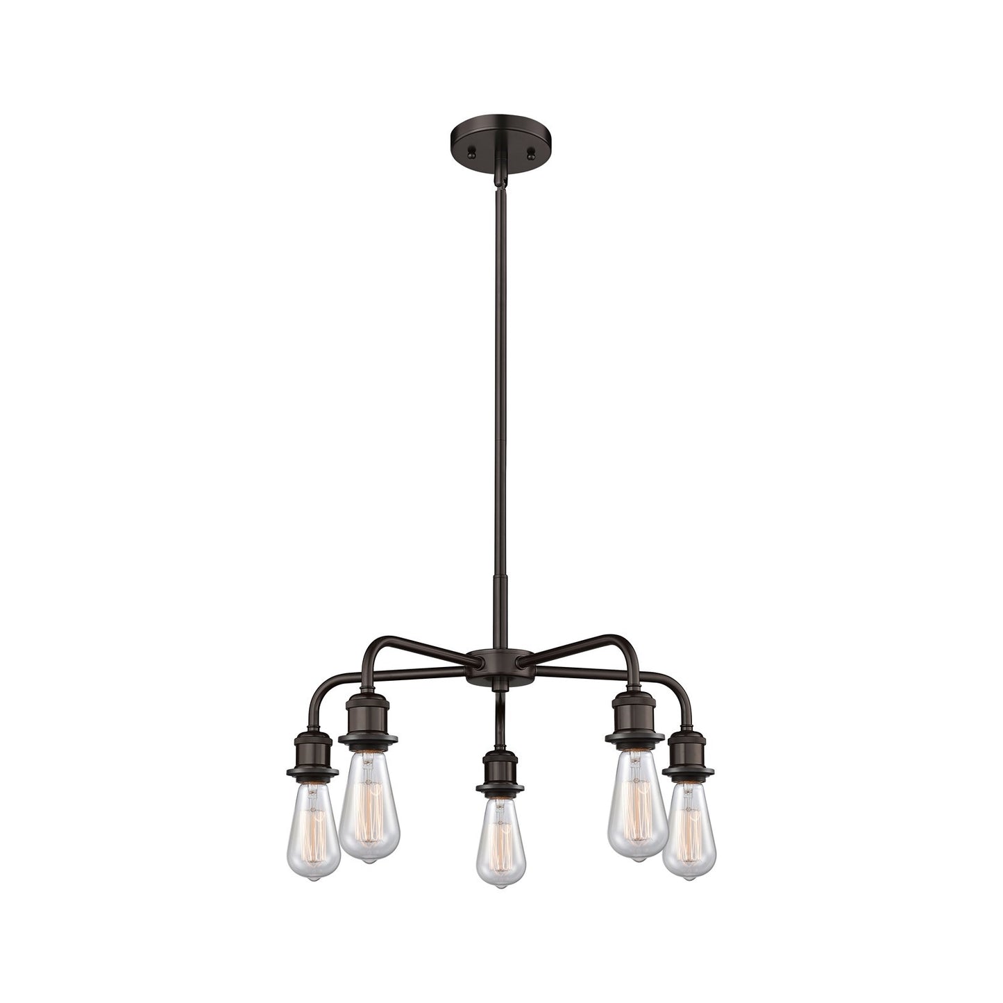 Innovations Ballston 18in 5-Light Chandelier | Industrial Oil Rubbed Bronze Steel and Cast Brass | Damp Rated Dining Room & Kitchen | Model 516-5CR-OB