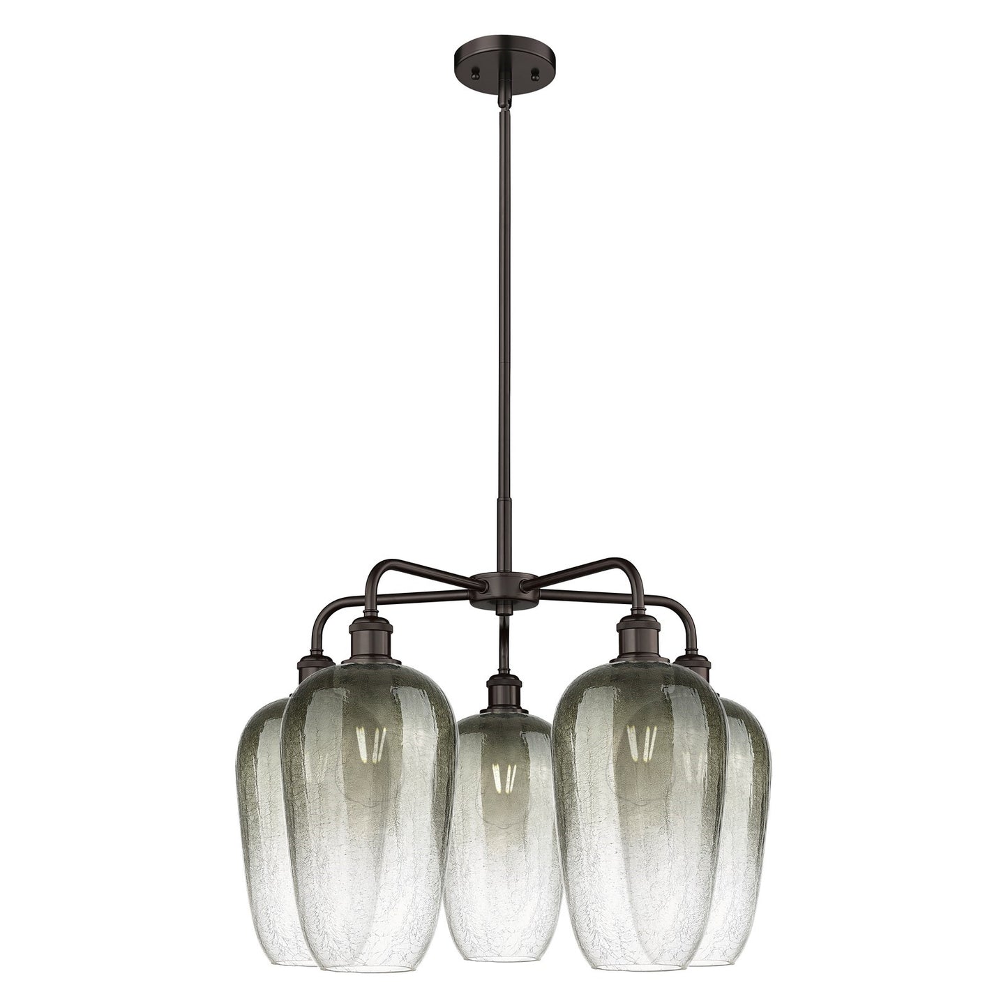 Innovations Brookhaven Flute 26in 5-Light Chandelier | Industrial Oil Rubbed Bronze Steel and Slate Glass | Dining Room & | Model 516-5CR-OB-G484-7SL
