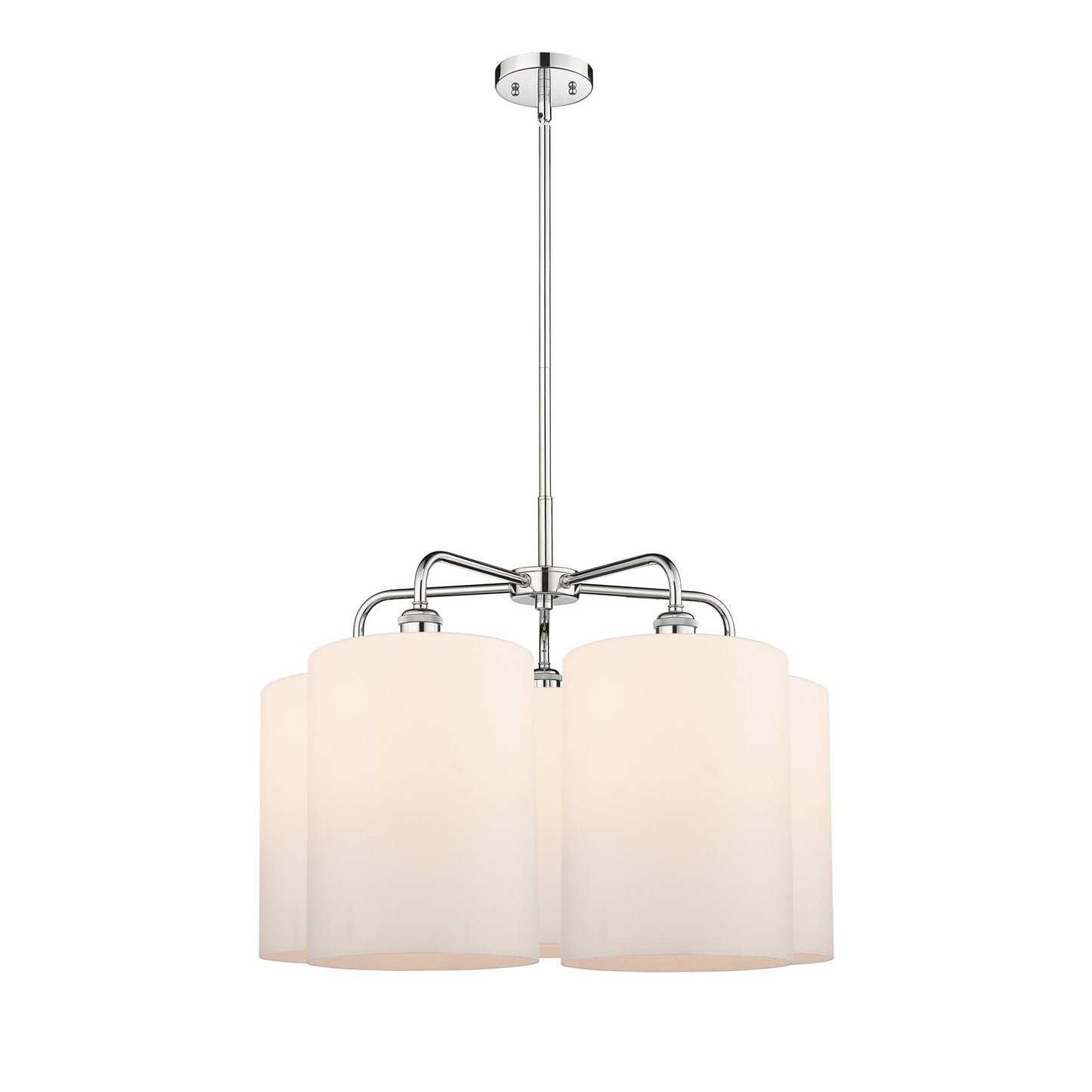 Innovations Cobbleskill 28in 5-Light Chandelier | Industrial Polished Chrome and Matte White Glass | Kitchen Island & Dining | Model 516-5CR-PC-G111-L