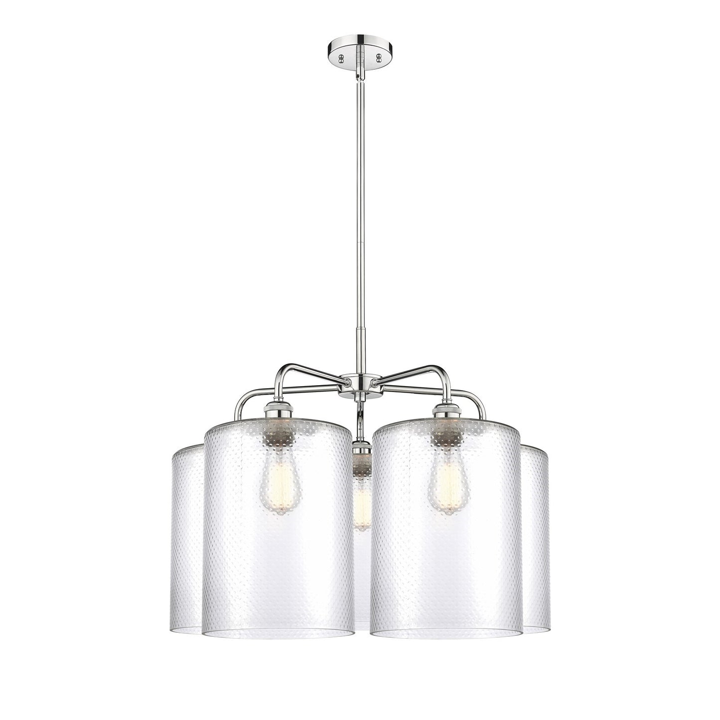Innovations Cobbleskill 28in 5-Light Chandelier | Industrial Polished Chrome and Clear Glass | Dining Room & Living Room | 27.5 | Model 516-5CR-PC-G112-L