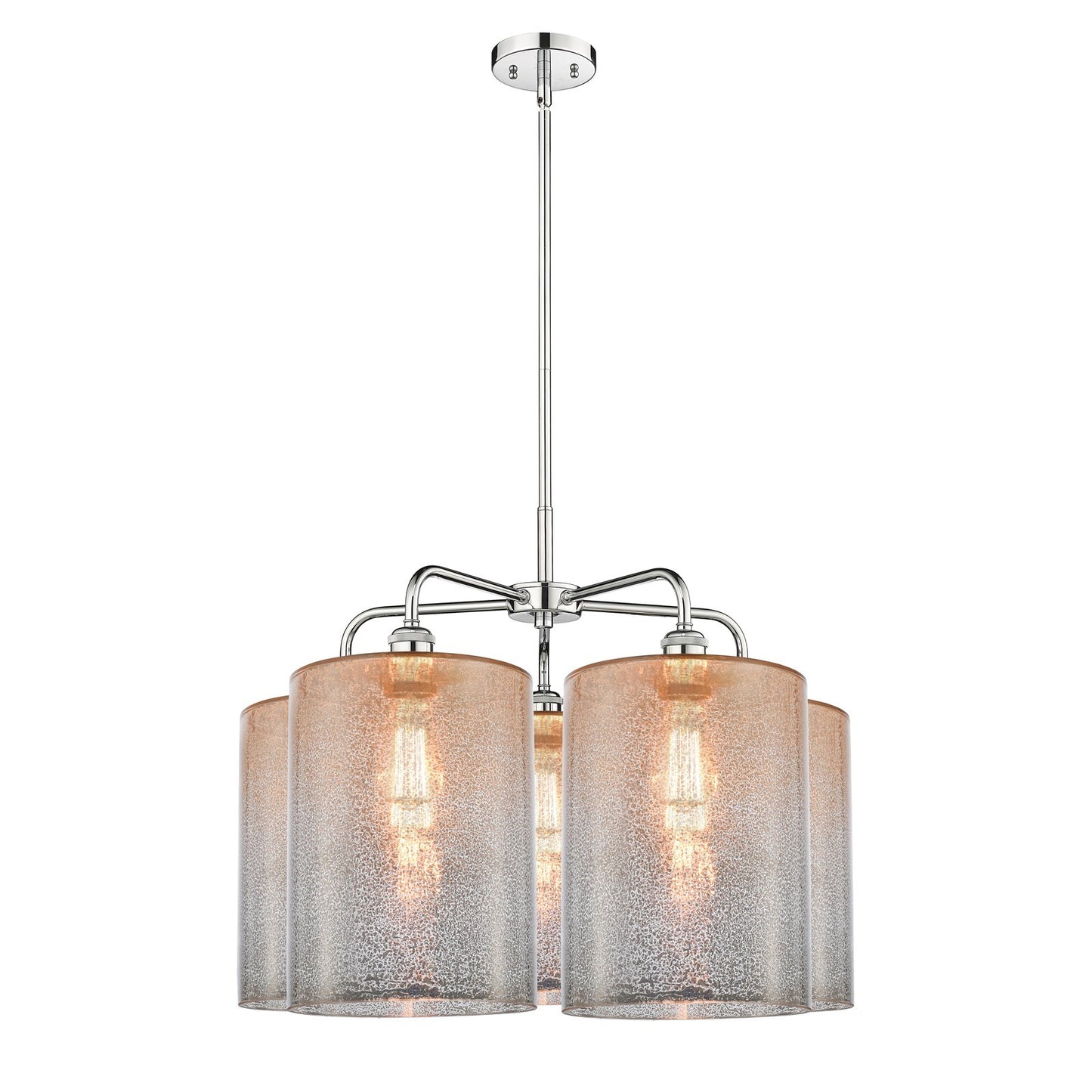 Innovations Cobbleskill 28in 5-Light Chandelier | Industrial Polished Chrome and Mercury Glass | Kitchen Island & Dining Room | Model 516-5CR-PC-G116-L