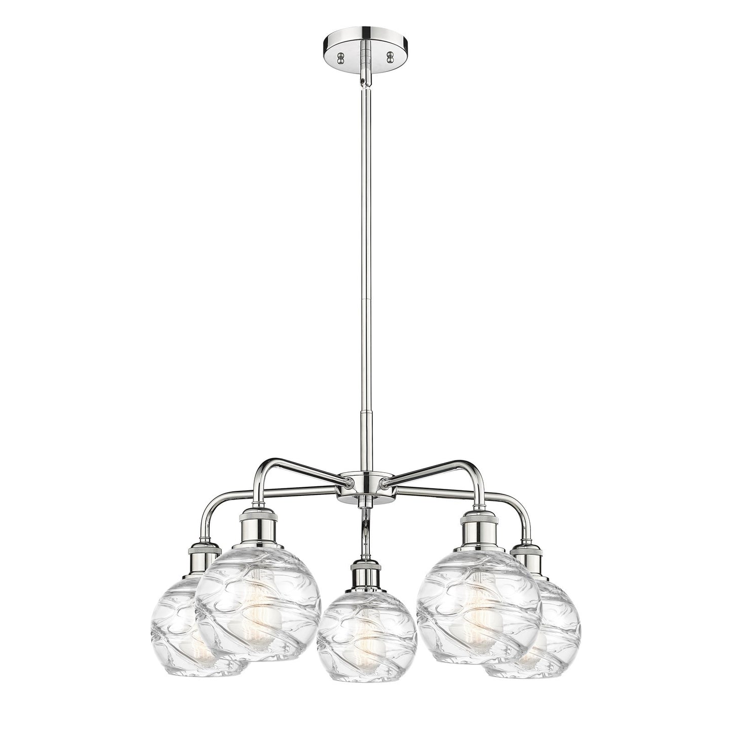 Innovations Athens Deco Swirl 24in 5-Light Chandelier | Industrial Polished Chrome and Clear Deco Swirl Glass | Dining Room & | Model 516-5CR-PC-G1213-6CL
