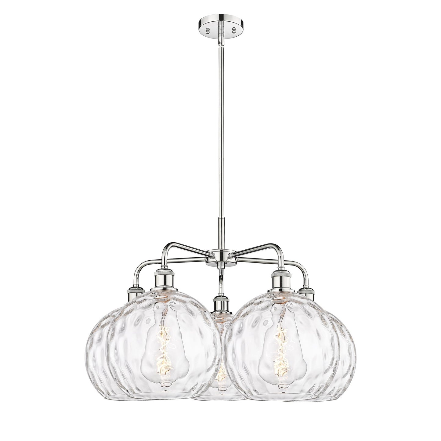 Innovations Athens 28in 5-Light Chandelier | Industrial Polished Chrome and Clear Water Glass | Kitchen Island & Dining Room | Model 516-5CR-PC-G1215-10