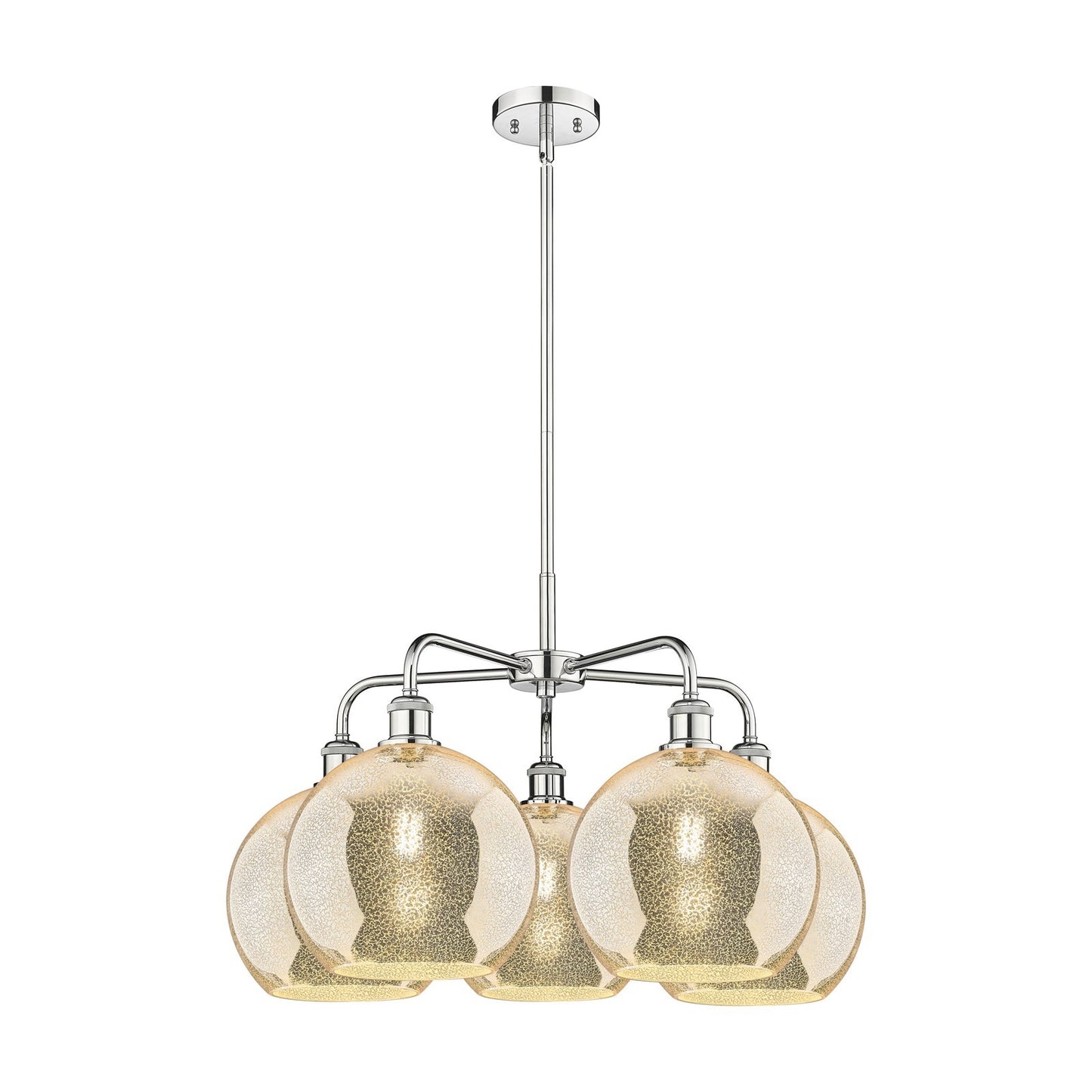 Innovations Athens 28in 5-Light Chandelier | Industrial Polished Chrome and Mercury Glass | Dining Room & Living Room | 28 x 28 | Model 516-5CR-PC-G128-10
