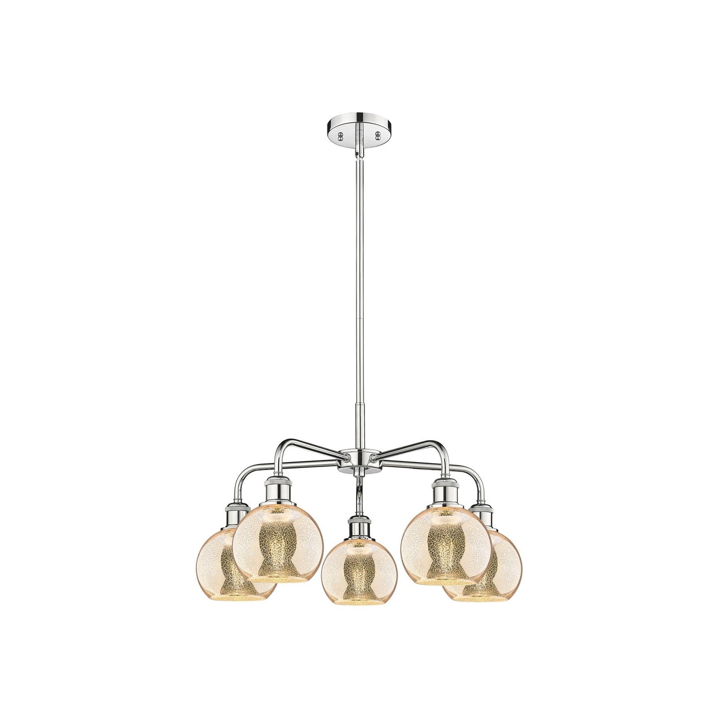 Innovations Athens 24in 5-Light Chandelier | Industrial Polished Chrome and Mercury Glass | Dining Room & Living Room | 23.88 x | Model 516-5CR-PC-G128-6